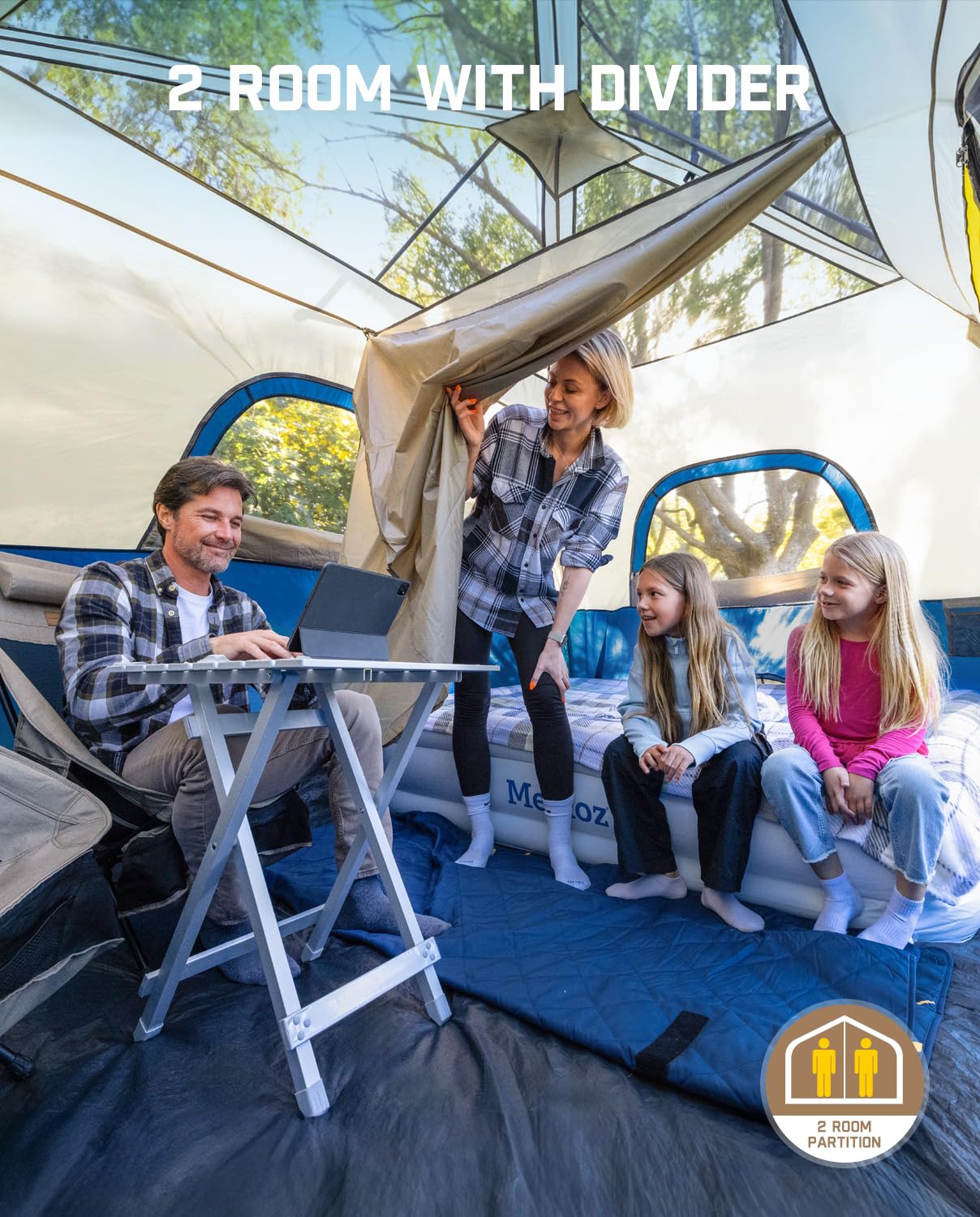 FanttikOutdoor Zeta C8 Pro Camping Tent 8 Person Instant Cabin Tent Setup in 60 Seconds with Rainfly & Windproof Portable with Carry Bag for Family Camping & Hiking, Upgraded Ventilation, Navy Blue