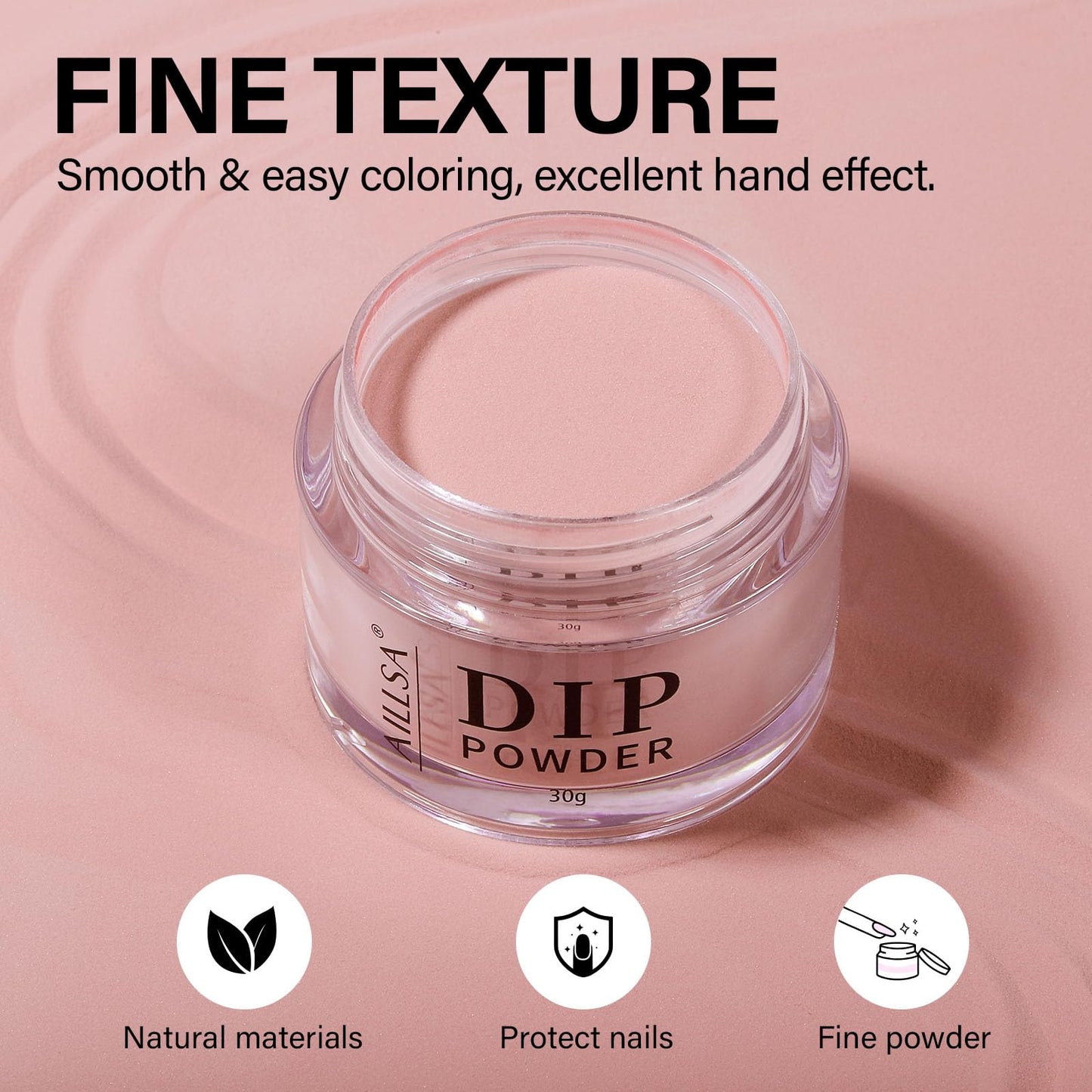 AILLSA Salmon Pink Dip Powder Nail Dipping Powder Jelly Nude Translucent DIY Manicure Salon at Home Easy to Use for Valentine's Day Gift (1 Oz)