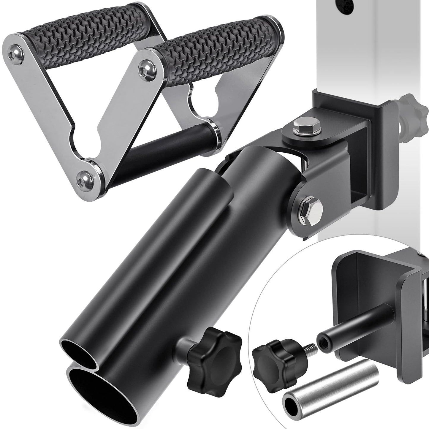 SELEWARE V Bar Row Landmine Handle Attachment and T Bar Row Landmine Attachment Bundle - Heavy-Duty, Non-Slip Grip for Olympic Barbell Strength Training