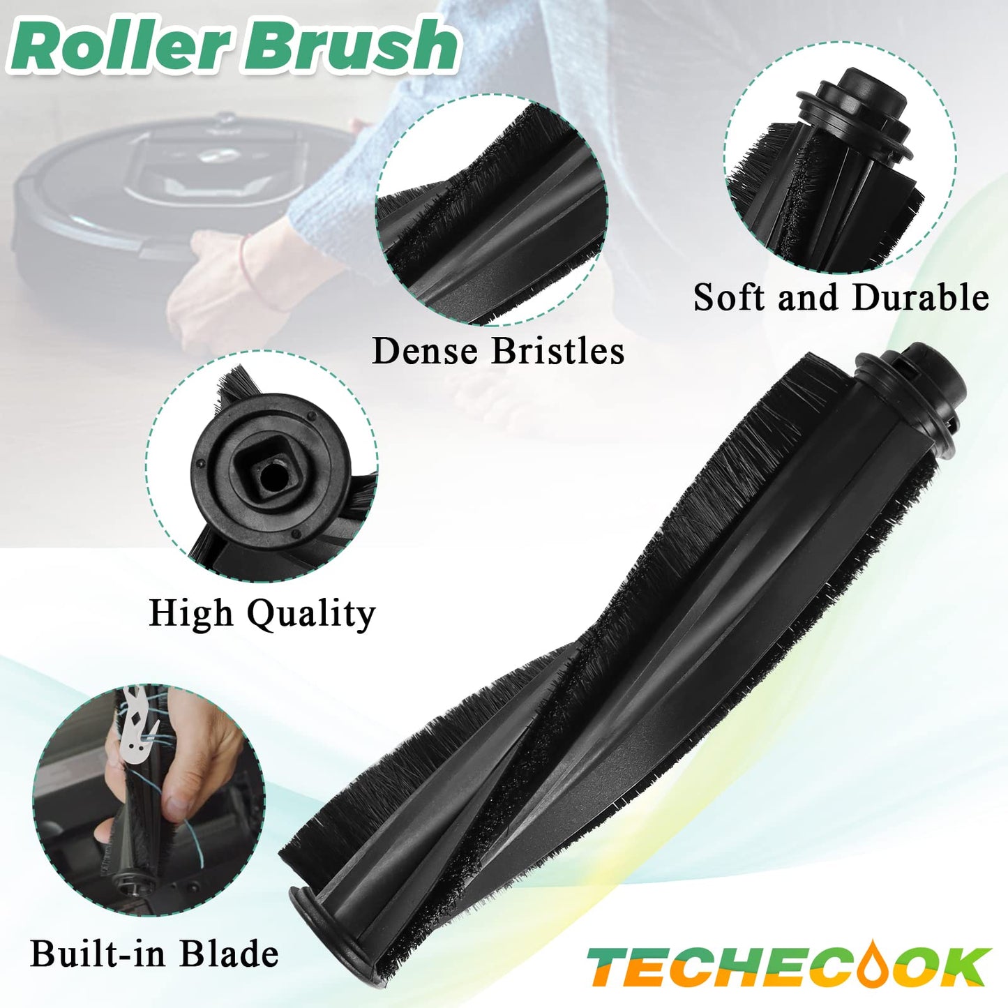 Replacement Parts for Shark ION Robot AV751 AV752 AV753 RV700_N RV720_N RV850 RV851WV Vacuum Cleaner Accessories by Techecook - 6 Side Brushes,3 Hepa Filter,1Main Brush,1 Filter Guard,1 Cleaning Brush