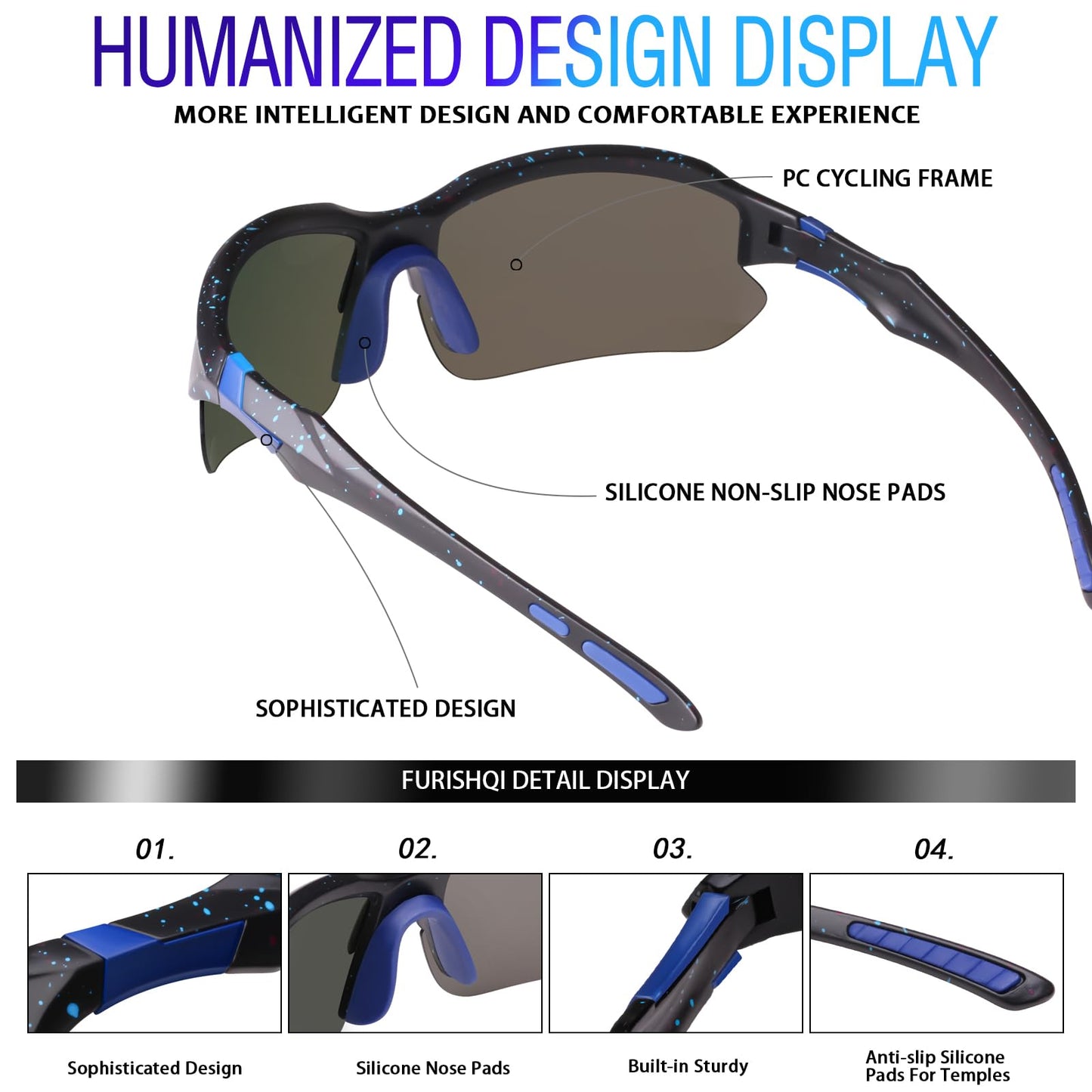 DioKiw 3PACK Sports Polarized Sunglasses for Men Cycling Running Fishing UV400 Protection Sun Glasses Lightweight Half Frame Goggles