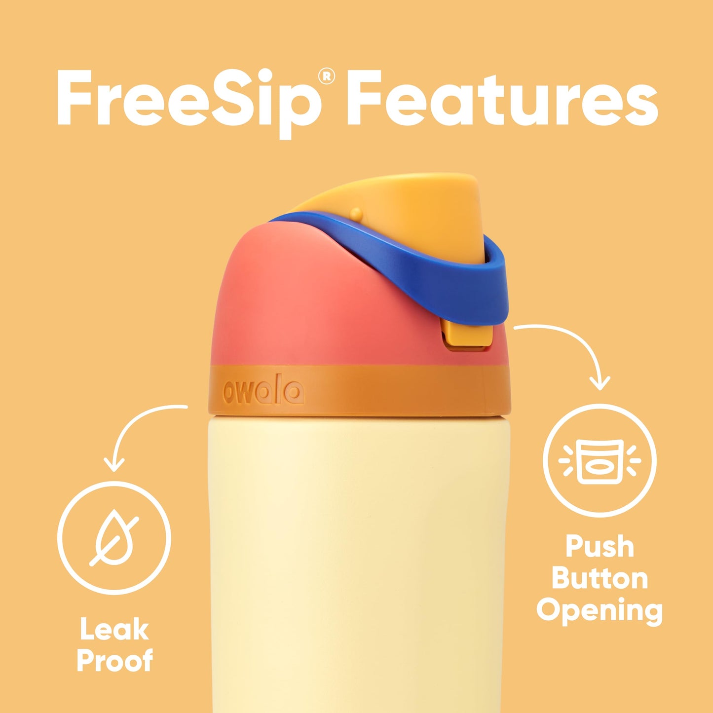 Owala Kids FreeSip Insulated Stainless Steel Water Bottle with Straw, BPA-Free Sports Water Bottle, Great for Travel, 16 oz, Misty Horizon