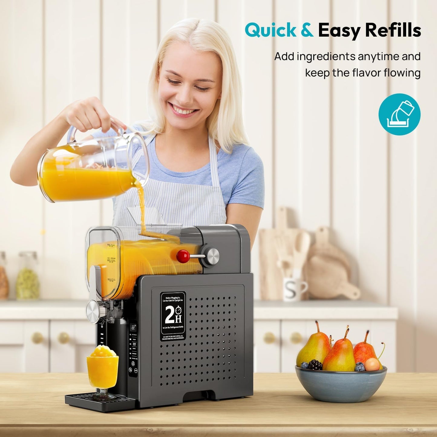 Rellytech Slushie Machine for Home – 70oz Frozen Drink Maker with 6 Presets, No Ice Needed, 360° Mixing, One-Touch Self-Cleaning, Ice Cream & Smoothie Machine for Margaritas, Frappés, Cocktails & More