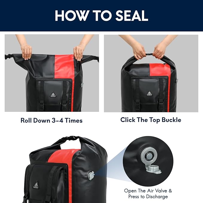 Haimont 100% Waterproof Roll-Top Backpack Heavy Duty Large Capacity IPX7 Dry Bag for Kayaking Rafting SUP Camping, 60/100L