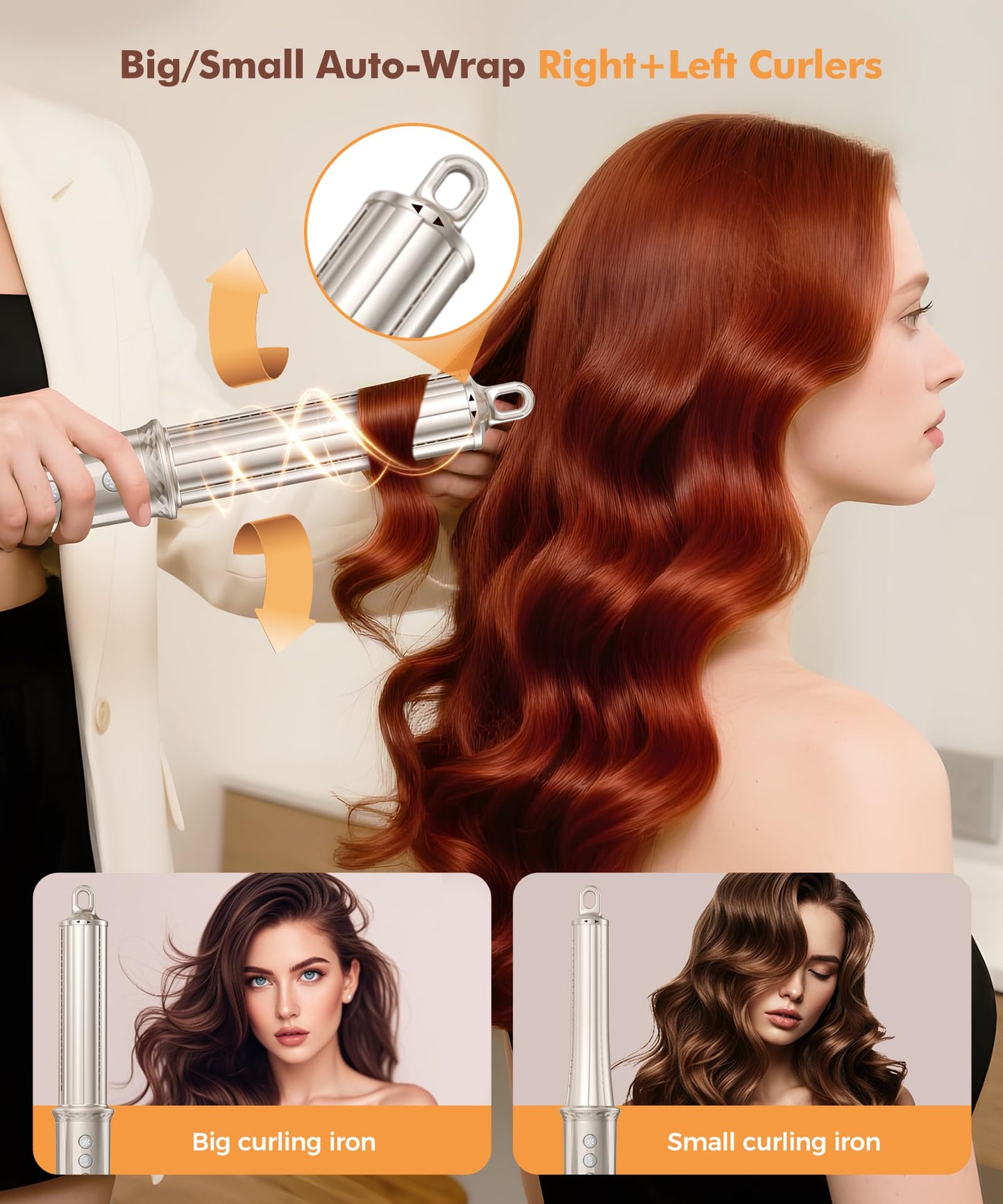 6-in-1 Hair Dryer Brush, Hair Styler with Auto-Wrap Curlers, 150,000 RPM High-Speed Negative Ionic Hair Dryer Fast Drying, Blow Dryer Brush for Curling/Volumizing/Straightening with Travel Bag, Gold