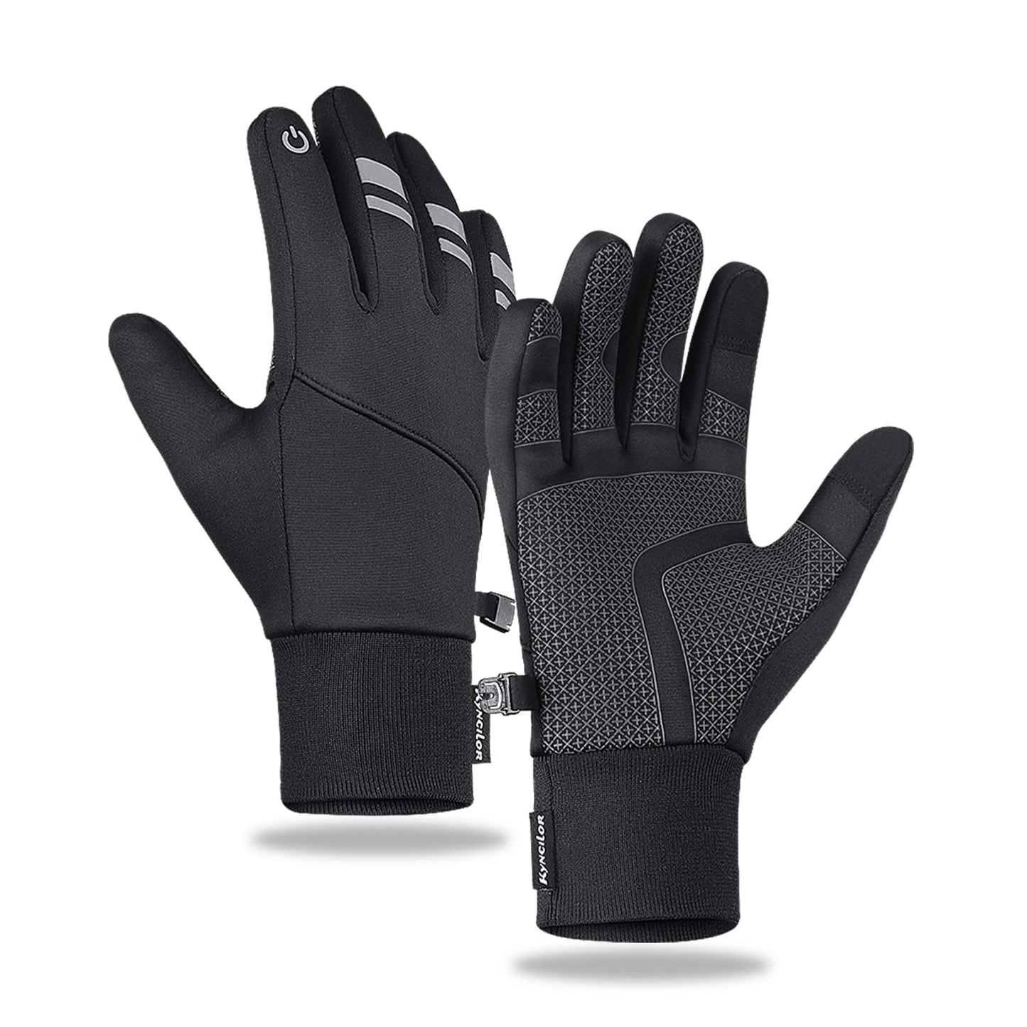 TEMEI Winter Warm Gloves, Thin Windproof Waterproof Thermal Glove, Non-Slip Palm, Flexible Touch Screen Finger Gloves for Men and Women Cold Weather Bike,Motorcycle,Hiking,Snow (Black, X-Large)