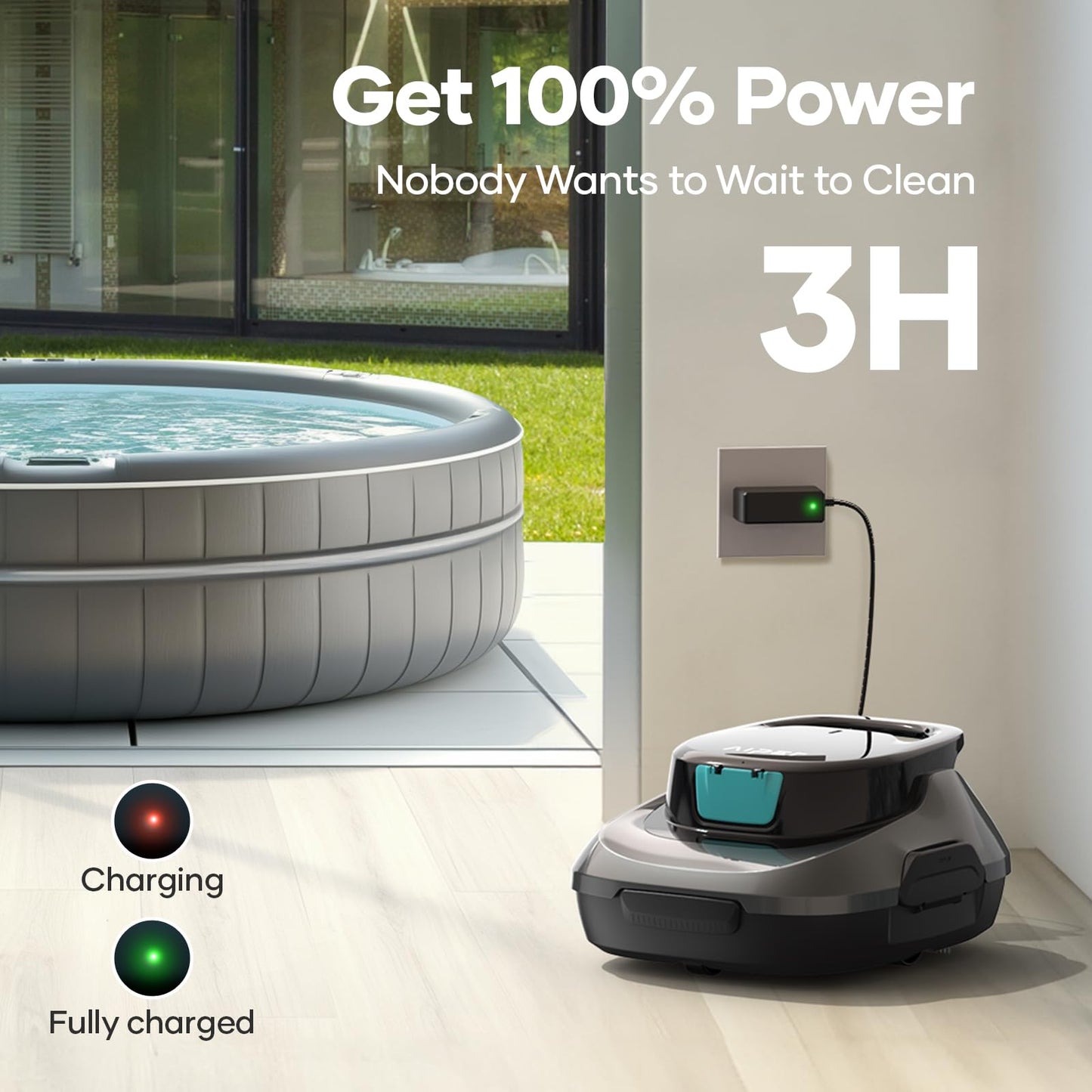 (2025 Upgrade) AIPER Scuba SE Cordless Pool Cleaner, Upgrade 95-Min Runtime, Smart Self-Parking, Pool Vacuum for Above-Ground Pools up to 860 Sq.ft