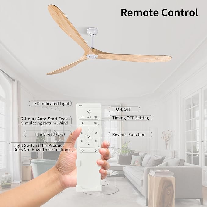 Bigzone 88" Large Outdoor Ceiling Fan With Remote Control, DC Motor Quiet Energy Saving,3 Balsa Wood Blades,Outdoor/Indoor Ceiling Fan With Reversible Blades