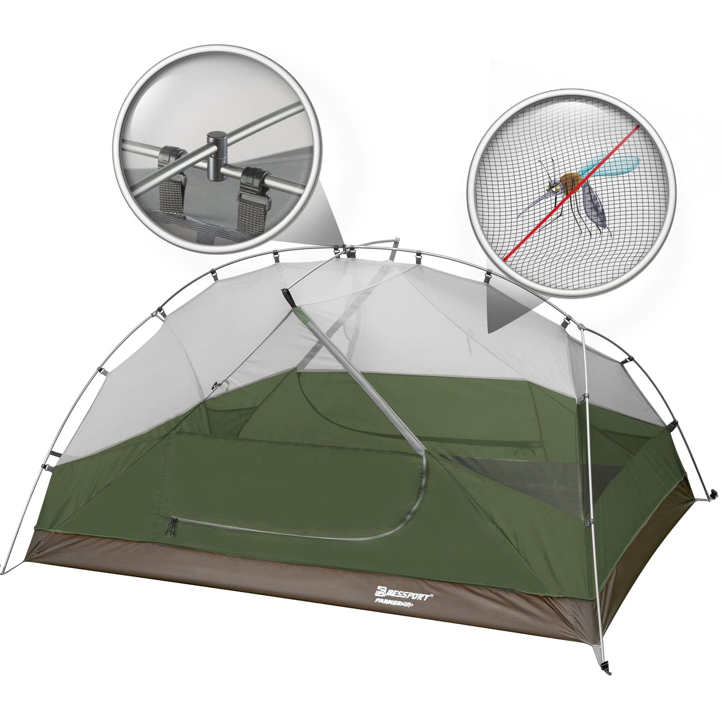Bessport Camping Tent for 2 Person, Lightweight Backpacking Tent Waterproof Windproof Two Doors Easy Setup Double Layer Outdoor Tents for 3 to 4 Seasons, Suitable for Outdoor,Hiking,Camping