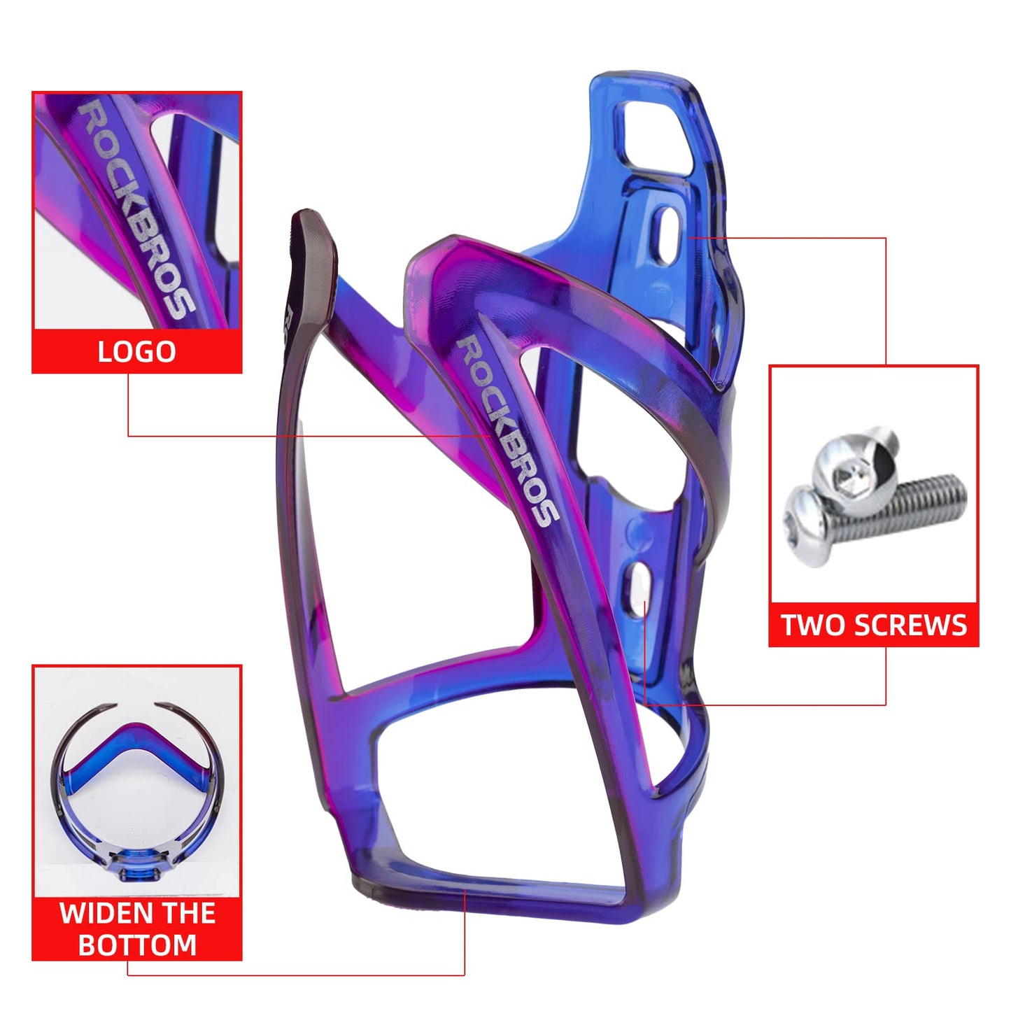 ROCKBROS Bike Water Bottle Holder Ultra-Light Bicycle Bottle Cages with Screws Tool, Universal Bike Cup Holder Rack for Road MTB Bikes…
