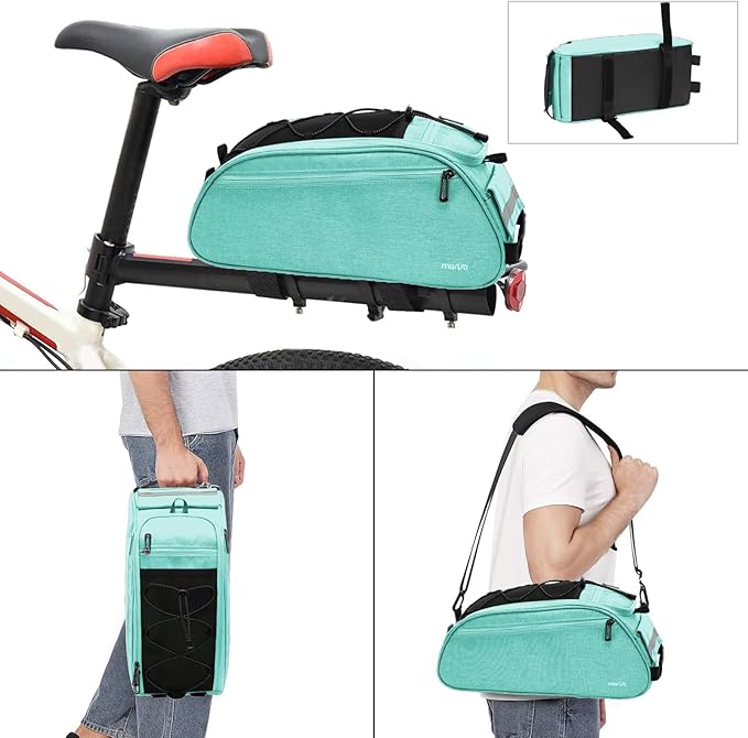 MOSISO Bike Rack Bag, Waterproof Bicycle Trunk Pannier Rear Seat Pouch Cycling Bike Carrier Backseat Storage Luggage Saddle Shoulder Bag