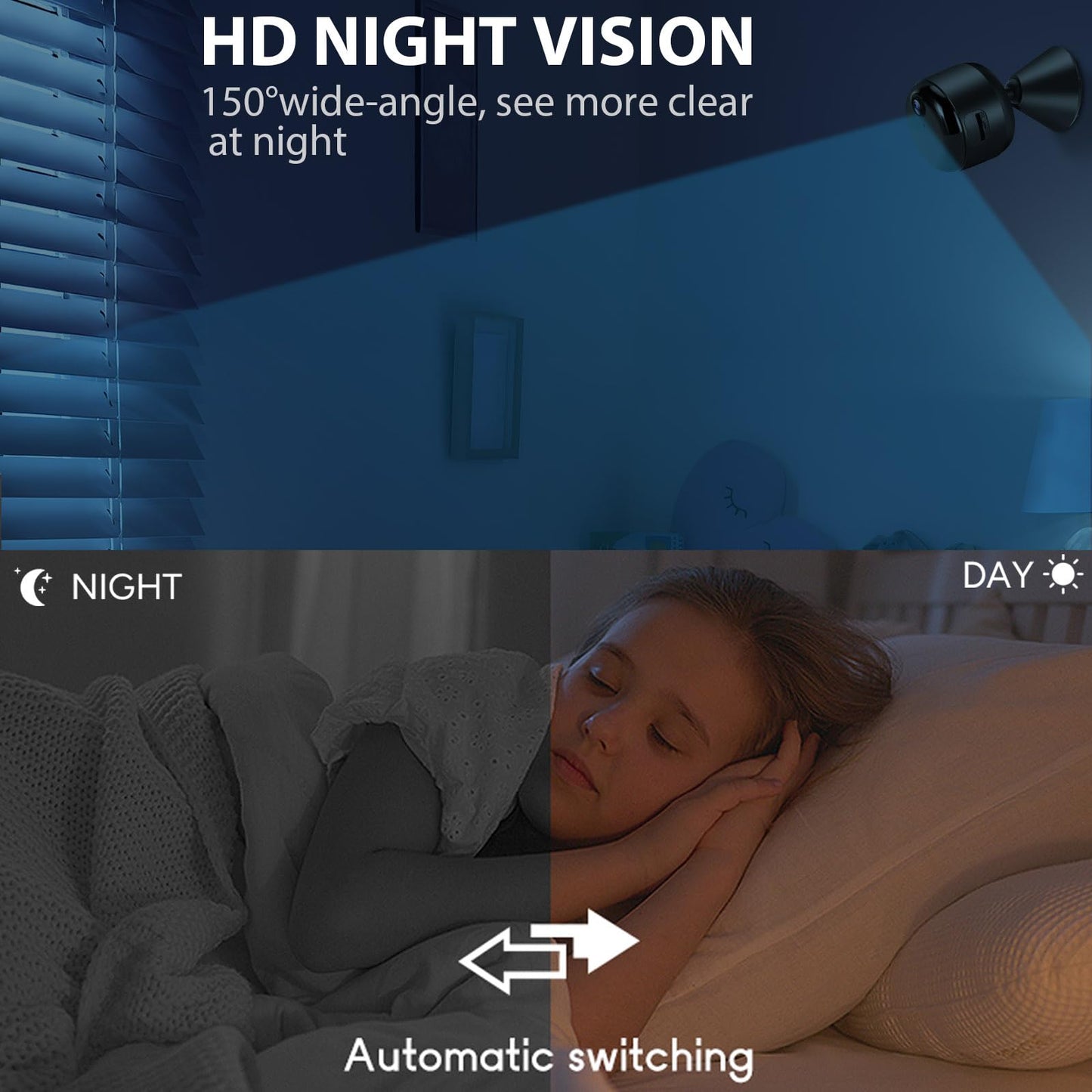 Mini Camera, Wireless Small Nanny Cam Hidden Camera for Home Security, 90 Days Battery Life, Auto Night Vision, Magnetic Installation, PIR Motion Detection,Cloud & Local SD Card Storage with Replay