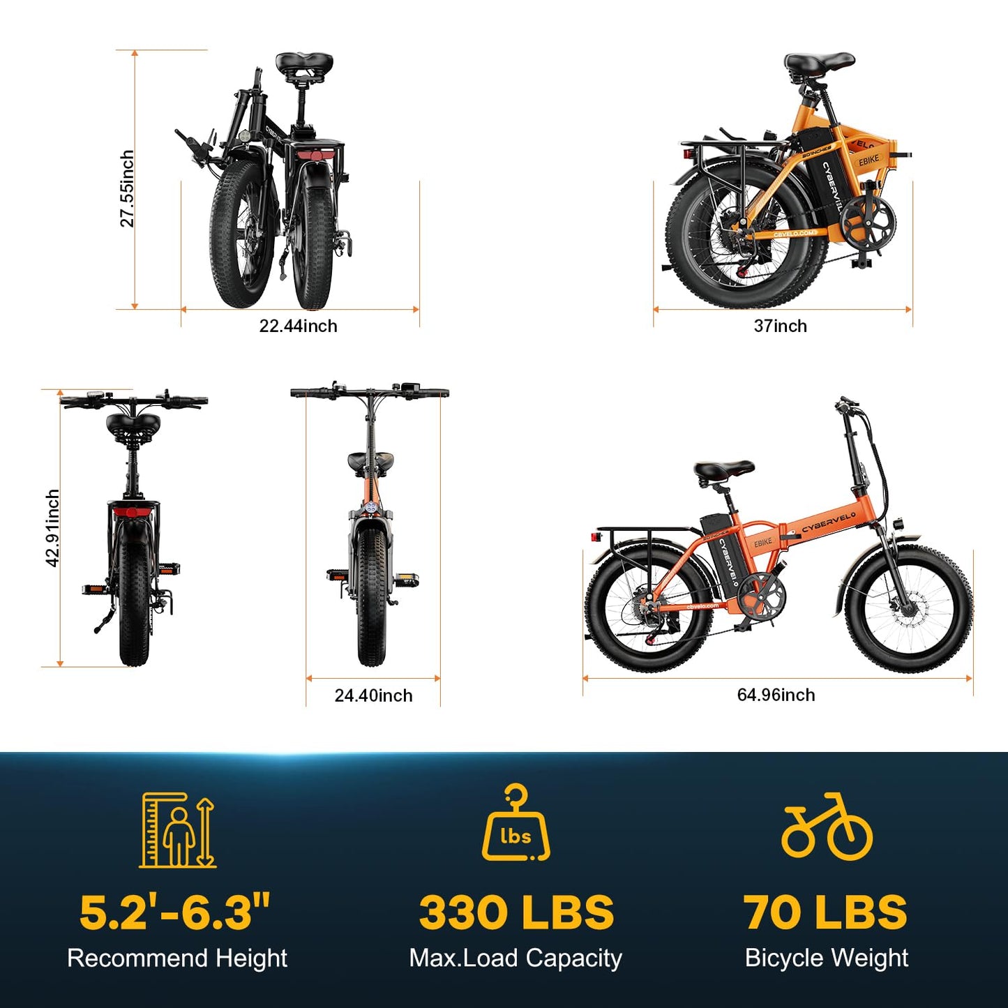 DriftGod Folding Electric Bike for Adults β 1000W Motor, 20"x3" Fat Tire, 48V Removable Battery, All-Terrain E-Bike with 7-Speed, Front Suspension β Powerful Foldable Ebike for Commuter