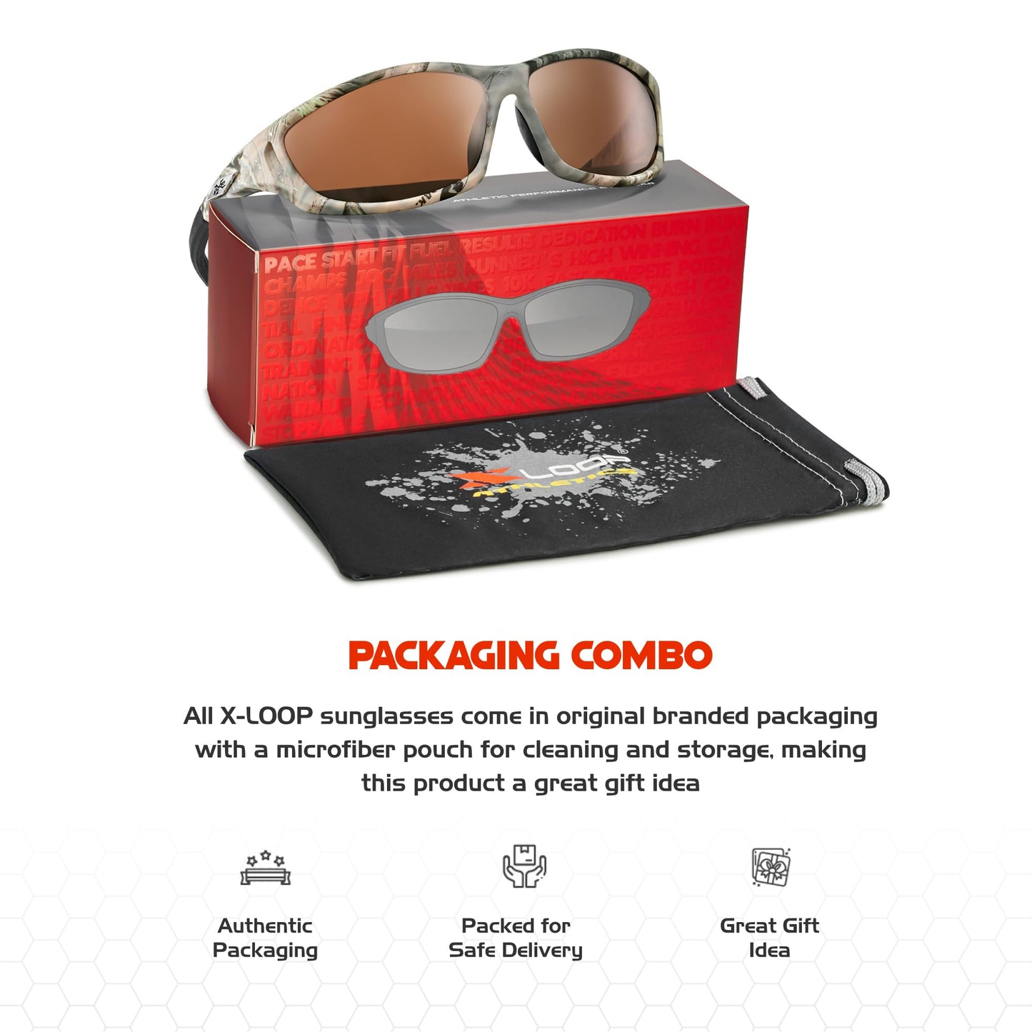X LOOP Polarized Sports Sunglasses for Men - Wrap Around UV400 Baseball Running Cycling Driving Fishing Golf Glasses