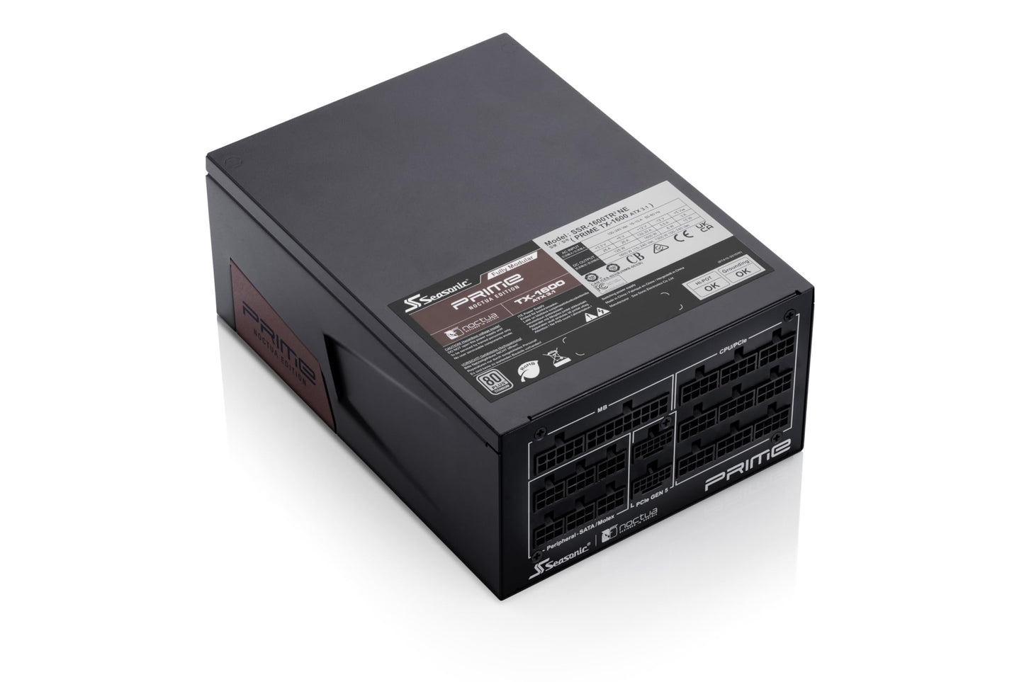 Seasonic Prime TX-1600 Noctua Edition, Ultra-Quiet Fully Modular 1600W 80 Plus Titanium Efficiency ATX 3.1 PC Power Supply (Black/Brown) with US AC Power Cord