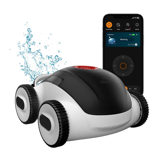 (2025 Upgrade)Higgsinno Cordless Robotic Pool Cleaner, Automatic Pool Robot Vacuum with App, Lasts up to 240 Mins, Ultra-fine Dual Filter Ideal for Above/In-Ground Pool up to 1,076 Sq.ft, ezSpirit 01
