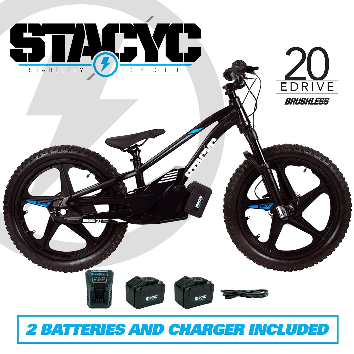 STACYC Brushless 20eDRIVE Electric Balance Bike with Additional 6AH 36V E Bike Battery