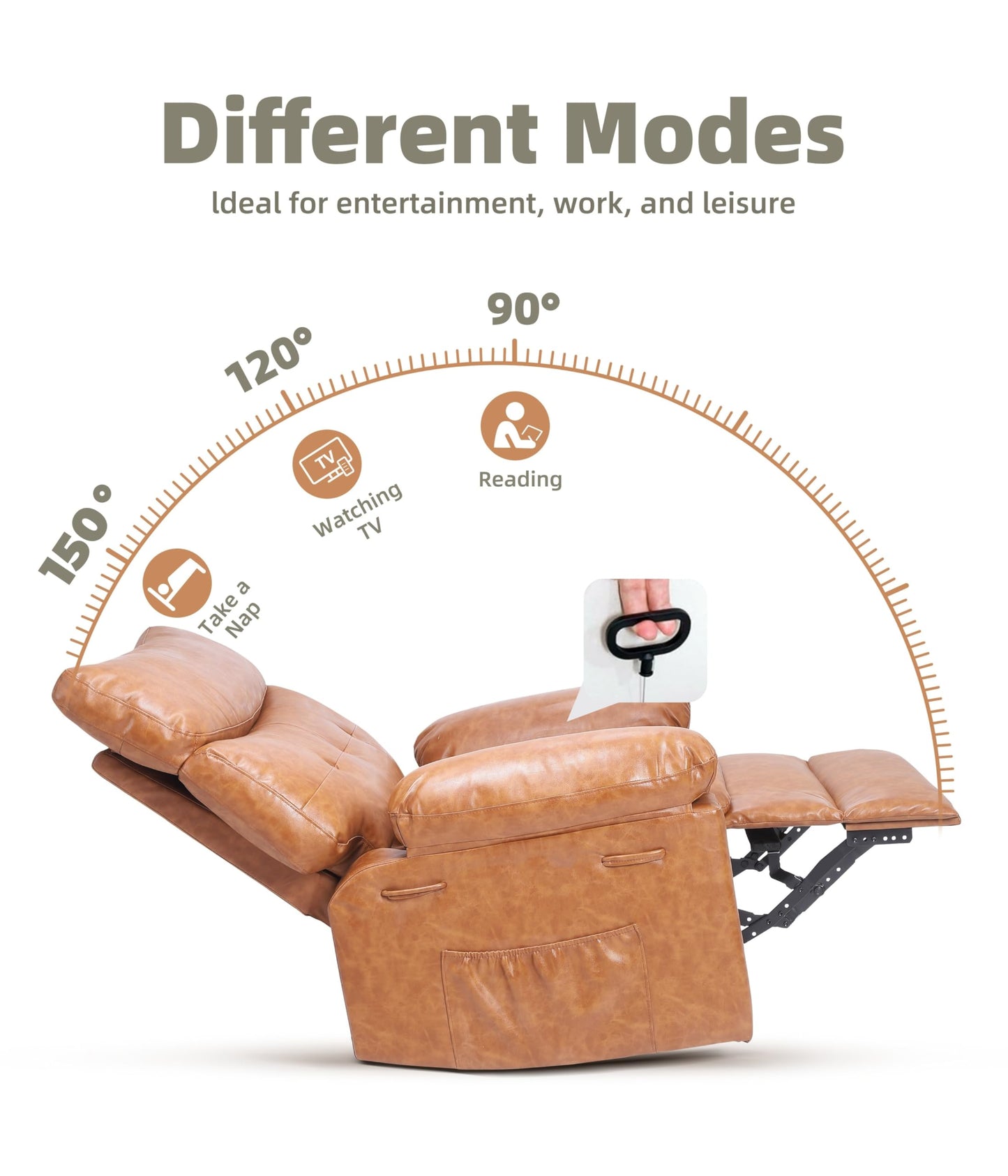 GarveeHome Oversized Wide Recliner Chair - Heat and Massage, Faux PU Leather Large Manual Recliner for Adults, Lazy Chair with 1.5X Sponge Comfort Arm and Back for Living Room, Bedroom