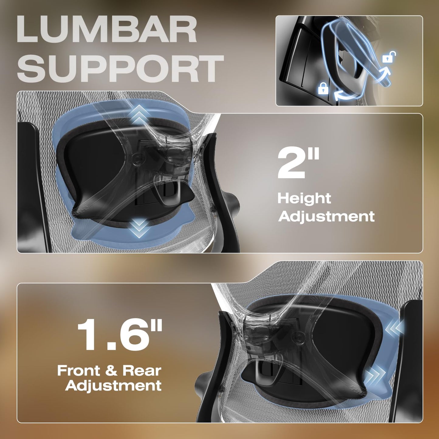 ELABEST X100 Ergonomic Office Chair with Footrest, Big and Tall Home Desk Chair with 5D Flip-Up Arms, Adjustable 3D Adaptive Lumbar Support,High Back Rolling Computer Chair, Swivel Gaming Mesh Chairs