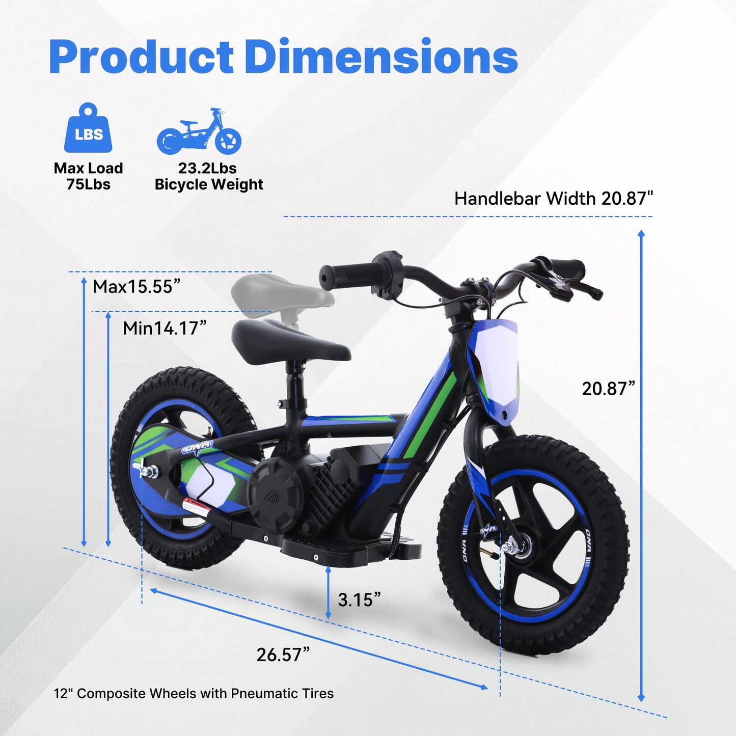Blissskip Lightweight Electric Dirt Bike for Kids, 170W Powerful Racing Grade Electric Motorcycle Up to 10MPH,24V Detachable Battery, 12-Inch Off-Road Tires, Adjustable Seat - Ideal for Ages 3-6