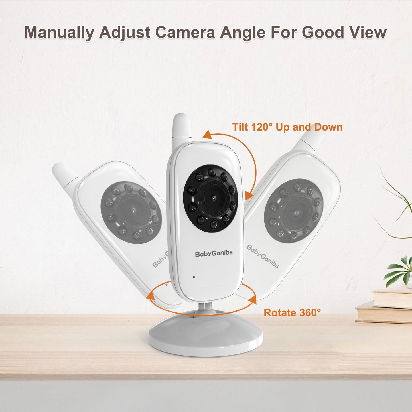 Baby Ganibs Baby Monitor with Camera and Audio, 3.2'' IPS Portable Baby Monitor No WiFi with 1000ft Long Range, Remote Pan-Tilt Video Baby Monitor, Infrared Night Vision, ECO Mode, Powerful Battery