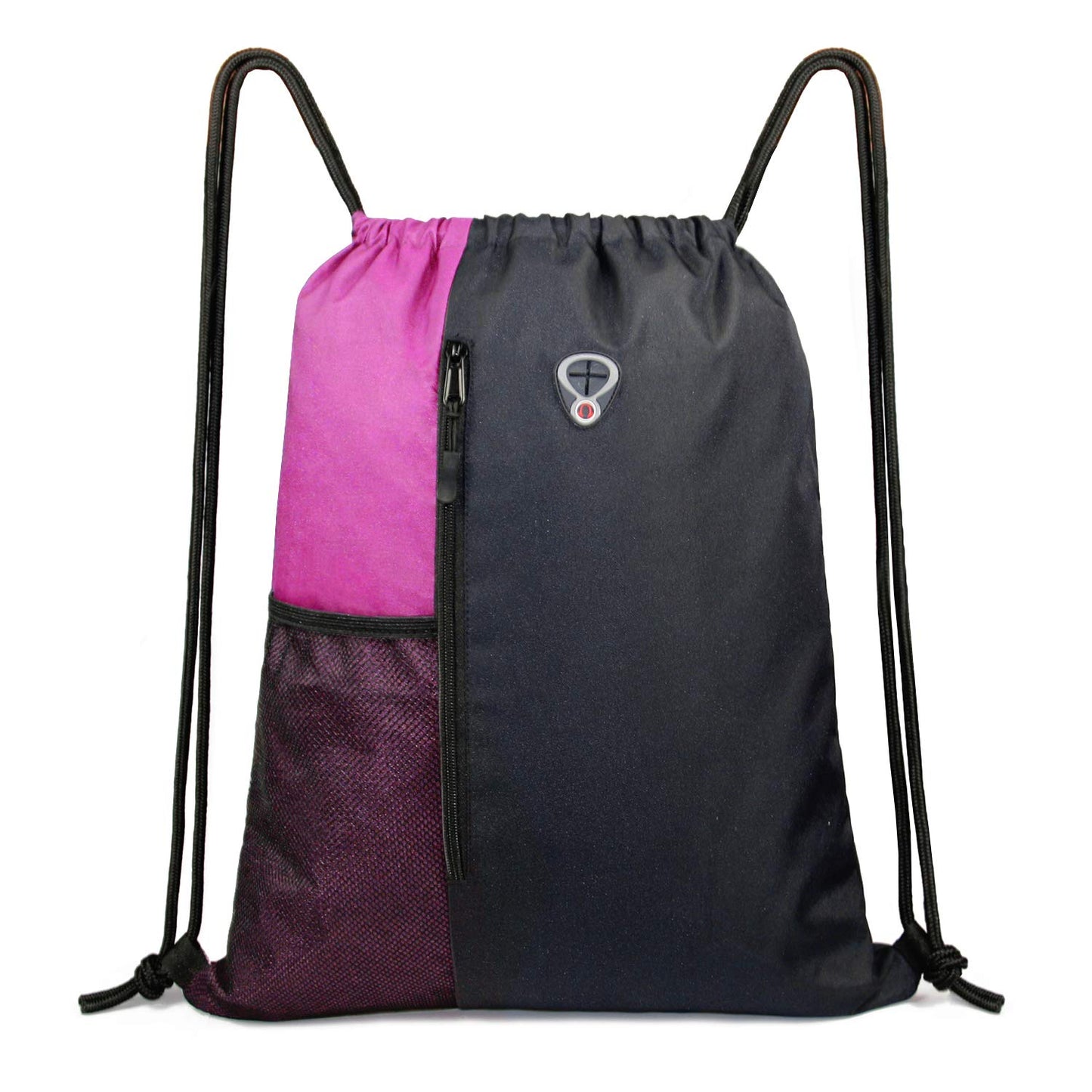 BeeGreen Sports Bag Drawstring Backpack With Water Bottle Pocket &Front Zippered Pocket Large String Bag Pack For Men Women