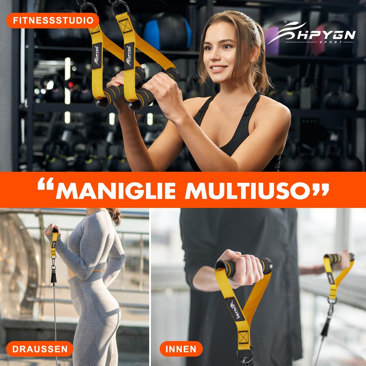 Exercise Handles, D Handle Cable Attachment, Grip Attachments for Cable Machine Pulleys, Resistance Bands and Strength Trainers, Pull Down Exercise Accessories, Home Gym Exercise Machine Attachments