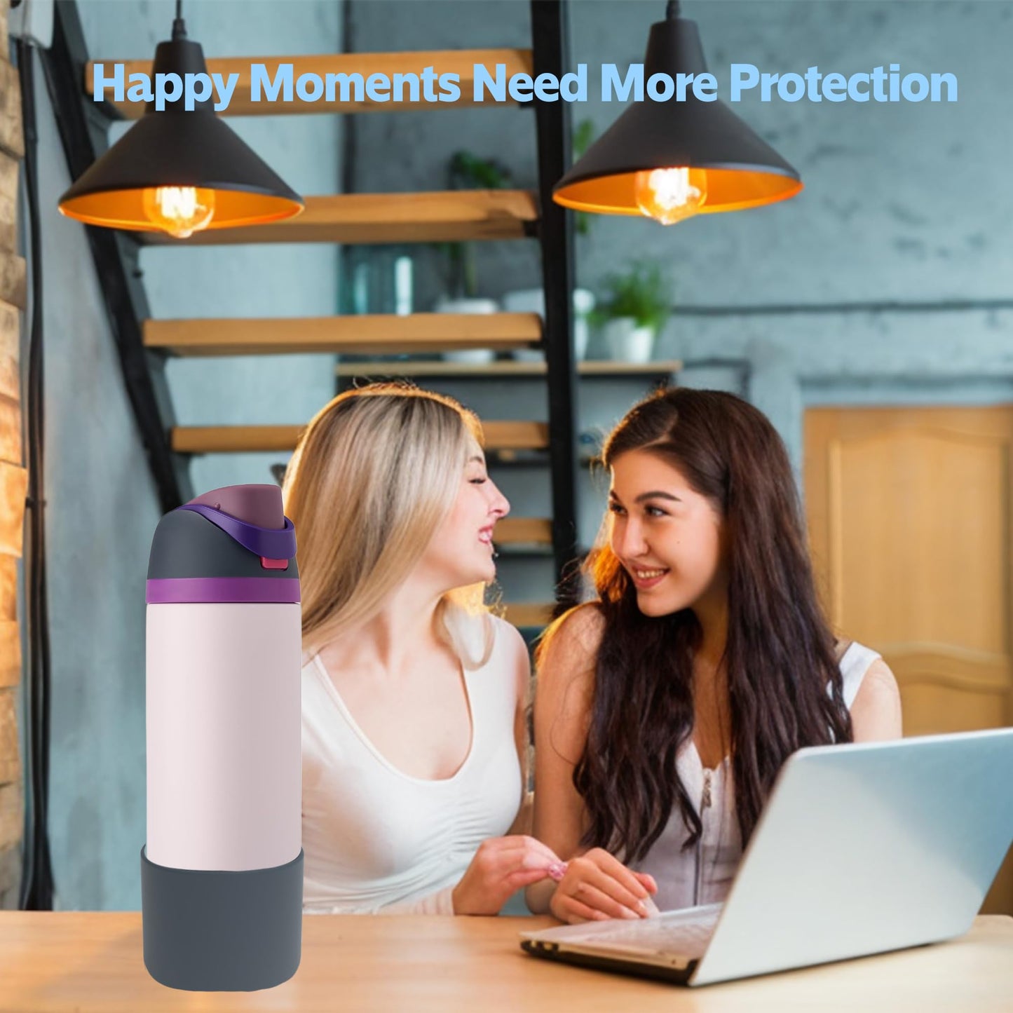 AESKEIA 2PCS Silicone Water Bottle Boot for Owala 24oz 32oz 40oz,Anti-Slip Protective Sleeve Bottom Bumper Protector for FreeSip, Twist, and Flip Stainless Steel Water Bottles (Grey, 40oz)