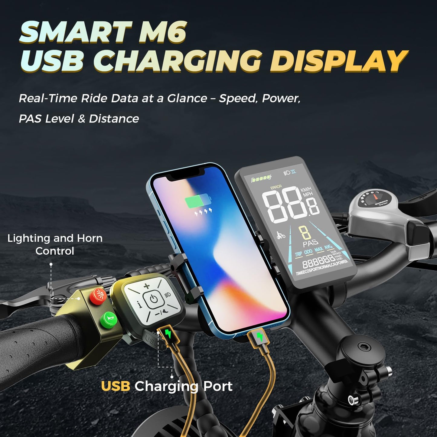 Aipas M1 Pro Electric Bike, 1800W Peak Motor Electric Bike for Adults, 48V 17.5Ah, 26'' x 4.0'' Fat Tire Electric Mountain Bike, Ebike with 85 Miles, 36MPH, 7 Speed 110Nm and Dual Suspension