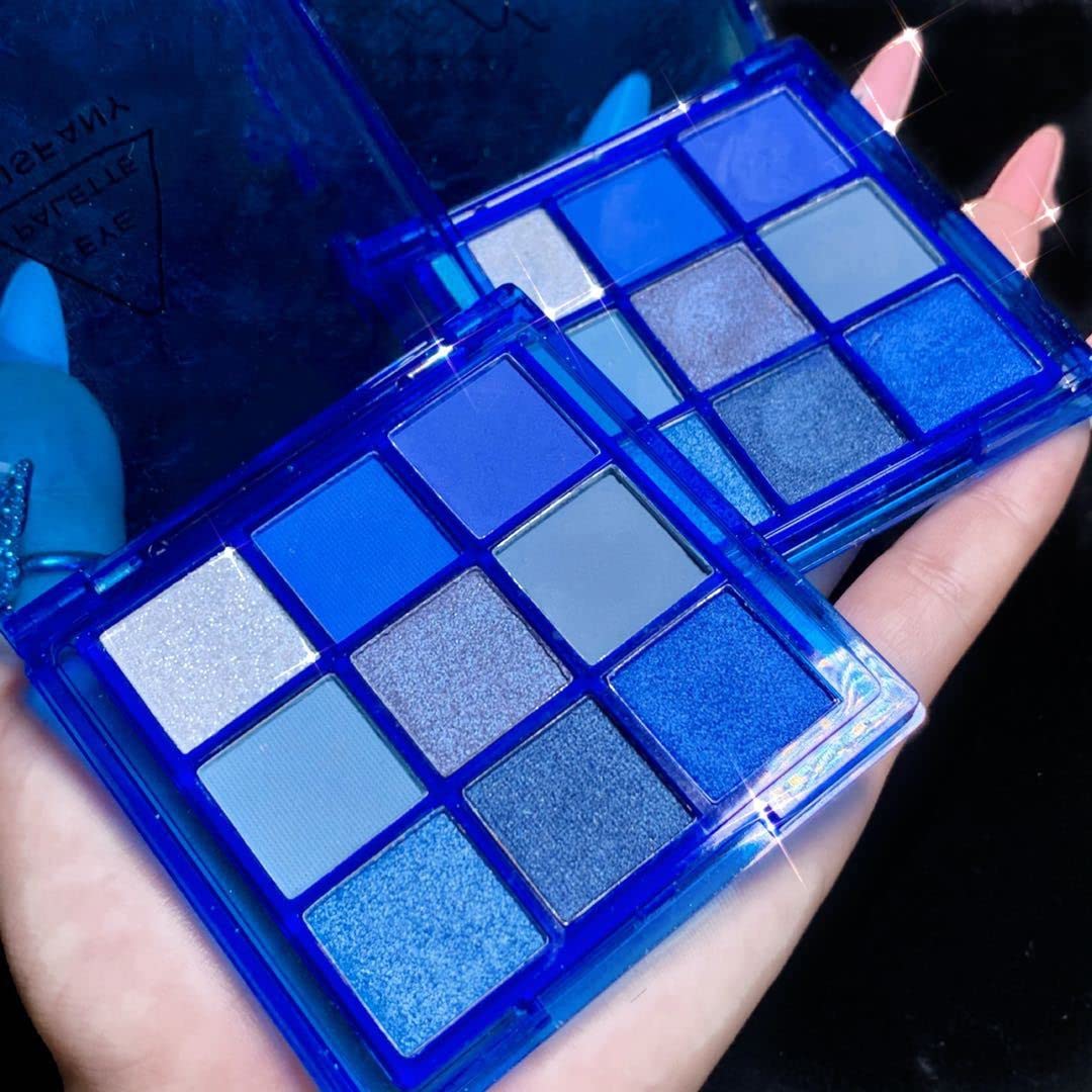 AMY'S DIARY Blue Eyeshadow Palette Glitter Eye shadow Makeup,Navy Blue Eyeshadow Shiny Sparkle Shimmer Glitter blue Eyeshadow Waterproof Pallete,royal blue Glitter Blue Eye Eyeshadow Make Up
