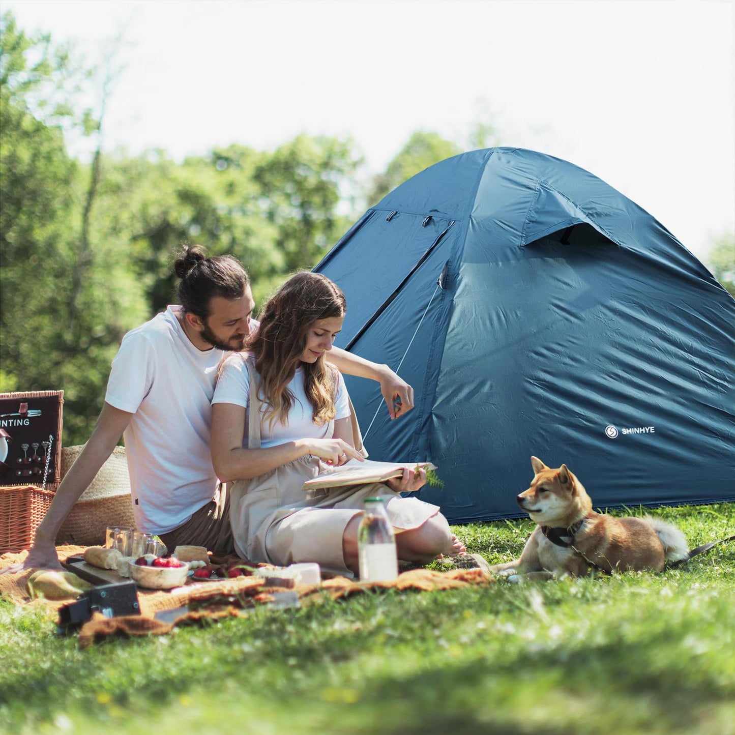 Backpacking Tent for Camping 2/3/4 Person Hiking Ultralight Tent for Waterproof Windproof Outdoor Tents Easy Setup Two Doors Double Layer Lightweight Instant Tents (Blue, 3 Person)
