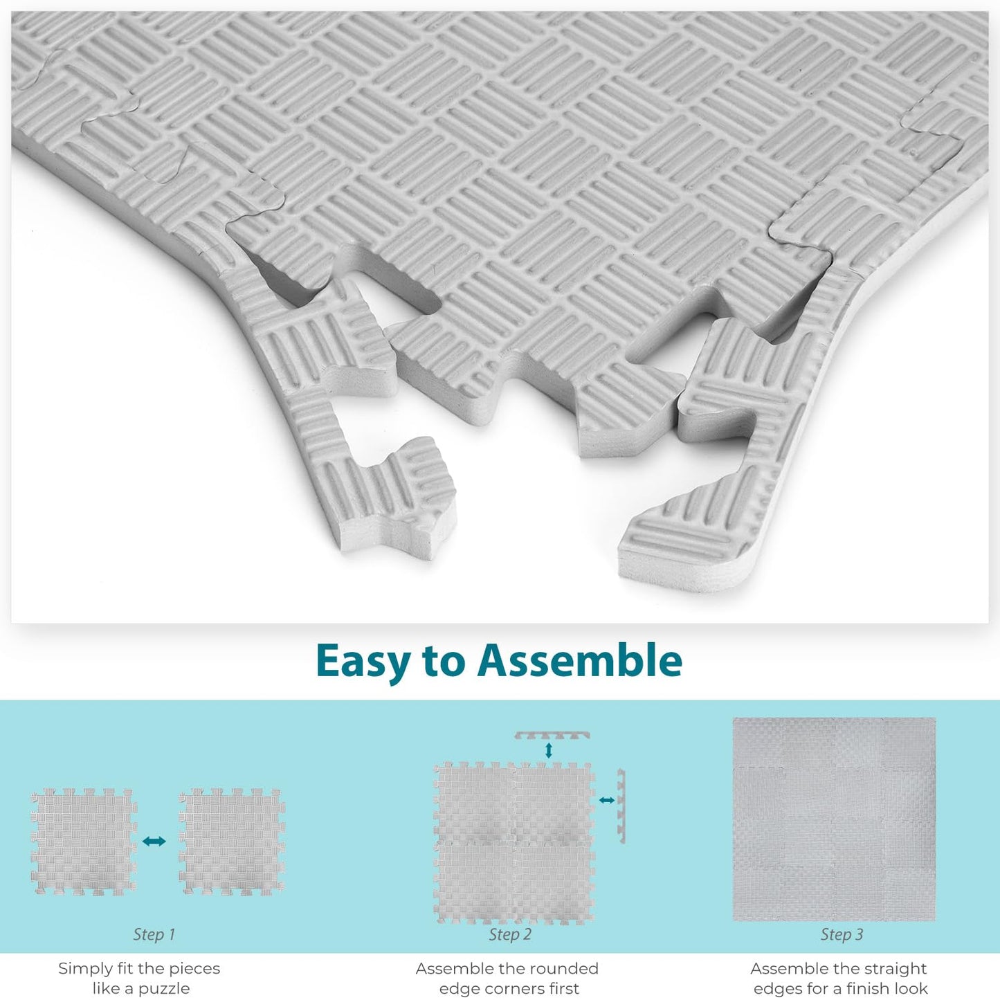 Gym Flooring Puzzle Exercise Mats: Sportneer 1/2" Thick 12" x 12" Interlocking Floor Mats EVA Foam Exercise Tiles for Home Gym Fitness Equipments with Border Waterproof Workout Anti-Slip Mat 12 Sqft