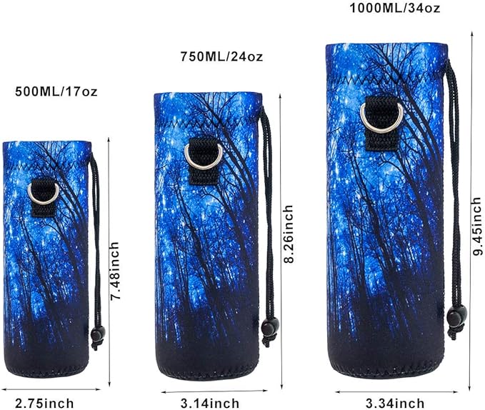 Water Bottle Sling Case Bag Carrier Holder - 500ML 750ML 1000ML Neoprene Water Bottle Sleeve Cooler Cover Pouch with Adjustable Shoulder Strap for Men Women Travel Camping Walking Hiking Running