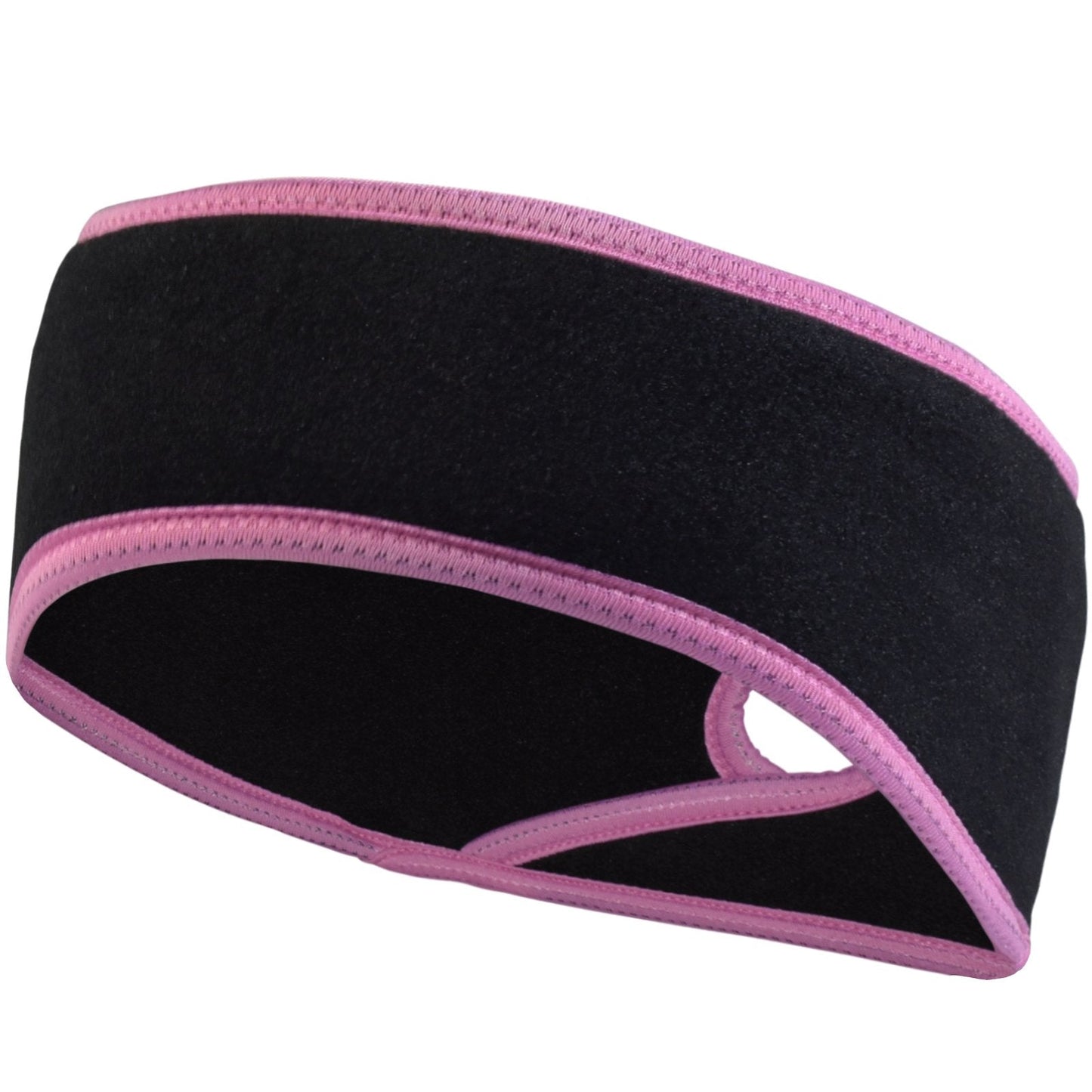 TrailHeads Women’s Ponytail Headband | Fleece Earband | Winter Running Headband - Black/Fast Pink