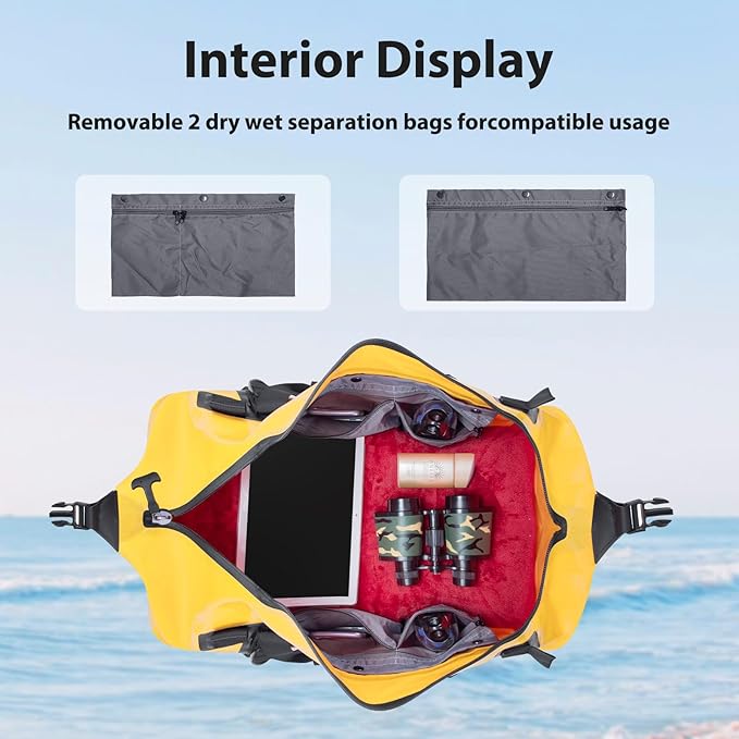 ESONE Dry Bag Waterproof Backpack for Men/Women Waterproof Backpack for Travel Dry Bag Backpack Waterproof Duffel Bag for Kayaking Rafting Boating Swimming Camping Travel Beach 50L