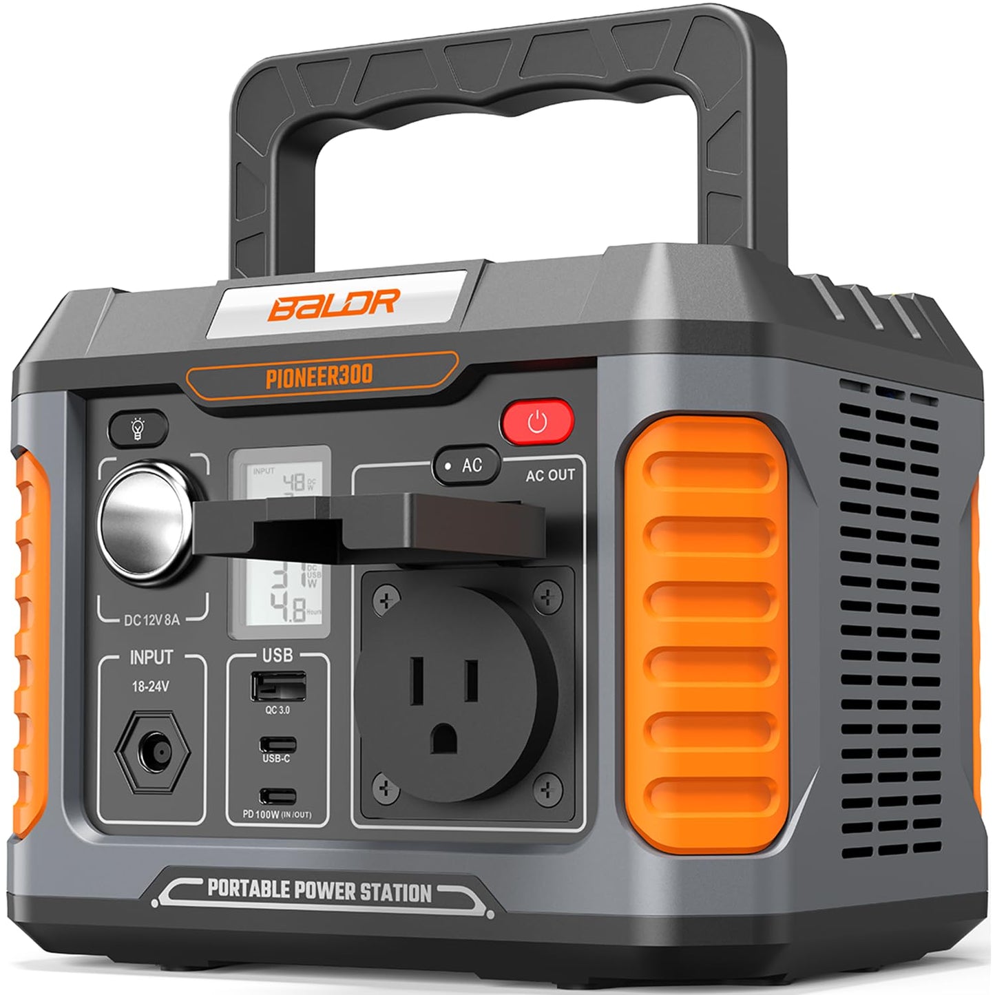 BALDR Portable Power Station 300W, 231Wh Solar Generator Backup Lithium Battery Power Supply, 120V Pure Sine Wave AC Outlet, QC 3.0, Type C Input/Output, for Home Camping Emergency…