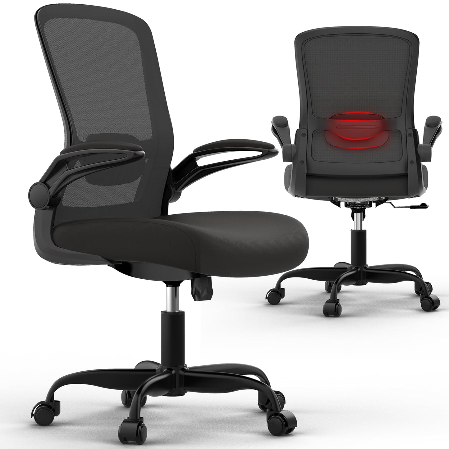 Mimoglad Office Chair, Ergonomic Desk Chair with Adjustable Lumbar Support, High Back Mesh Computer Chair with Flip-up Armrests-BIFMA Passed Task Chairs, Executive Chair for Home Office