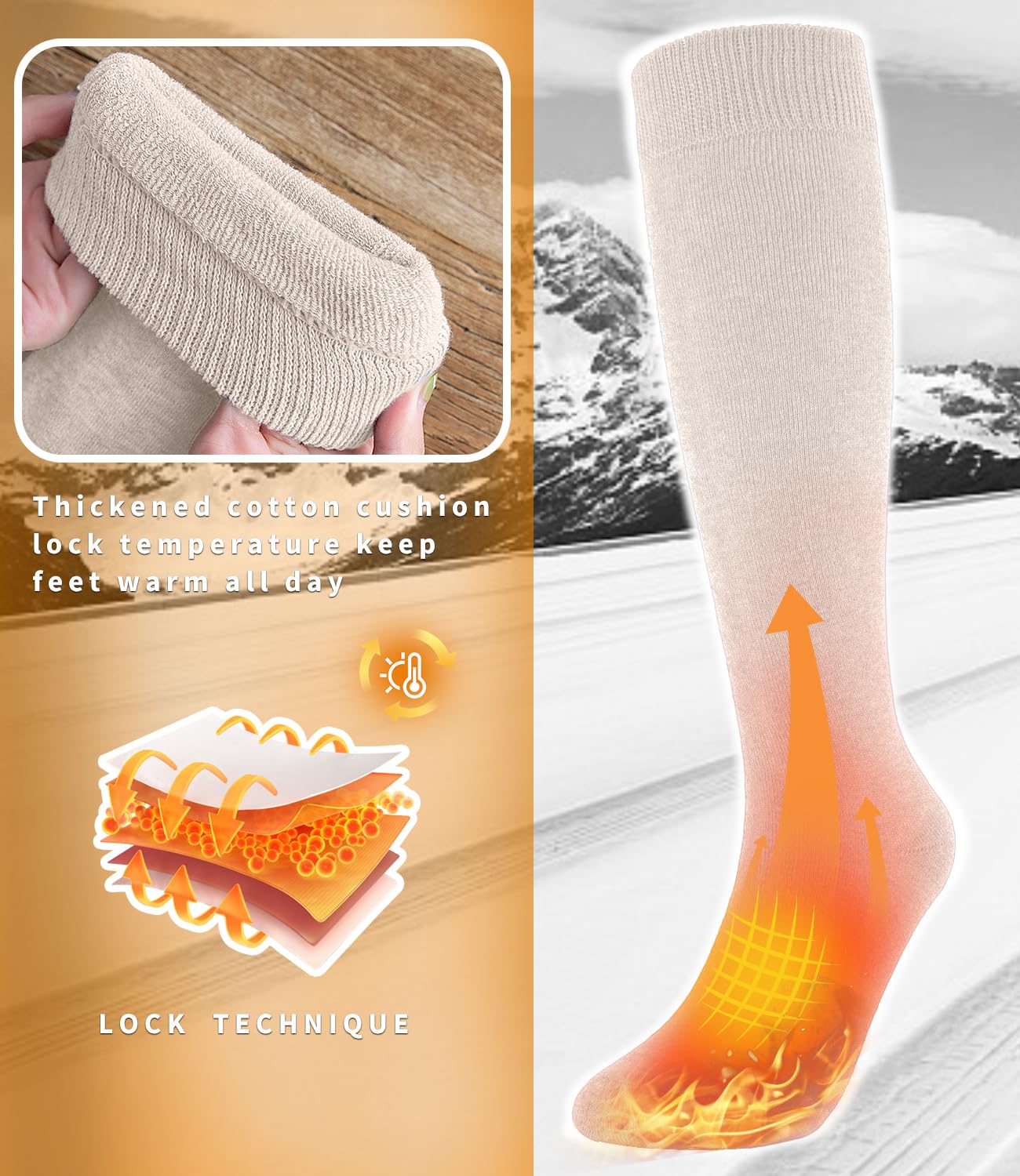 Aoliks Thermal Knee High Warm Socks for Women, Ladies Winter Boot Thick Cozy Work Socks for Hiking Skiing
