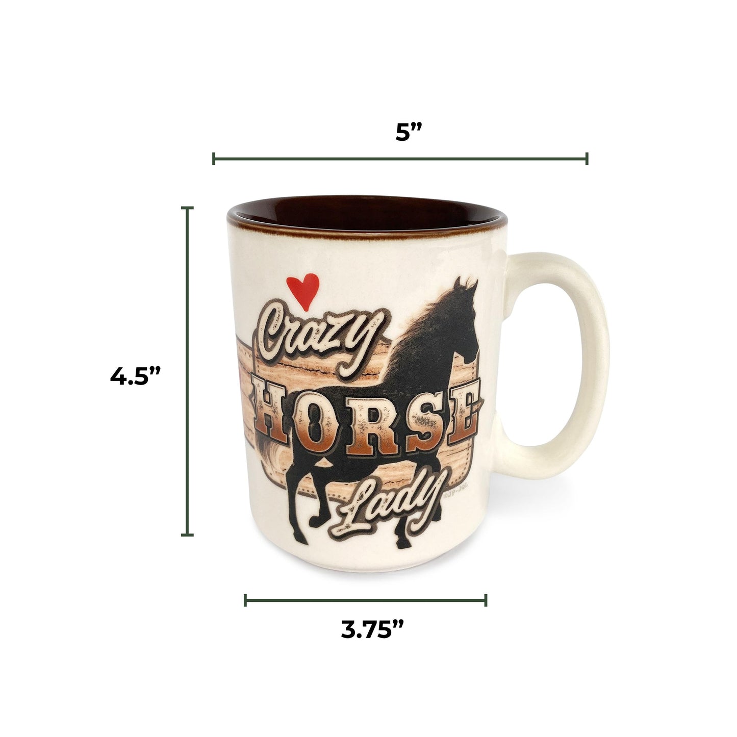 Rivers Edge Products Horse Ceramic Coffee Mug with Handle, 16 Oz, Espresso Cups and Coffee Cups Ceramic, Perfect for Coffee, Expresso, Latte, or Tea, Crazy Horse Lady