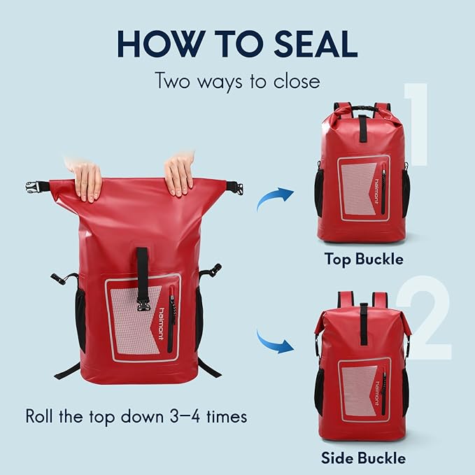 Haimont Waterproof Backpack Dry Bag Floating Roll Top Dry Sack Durable Backpack for Kayaking, Surfing, Rafting, Fishing, 30L