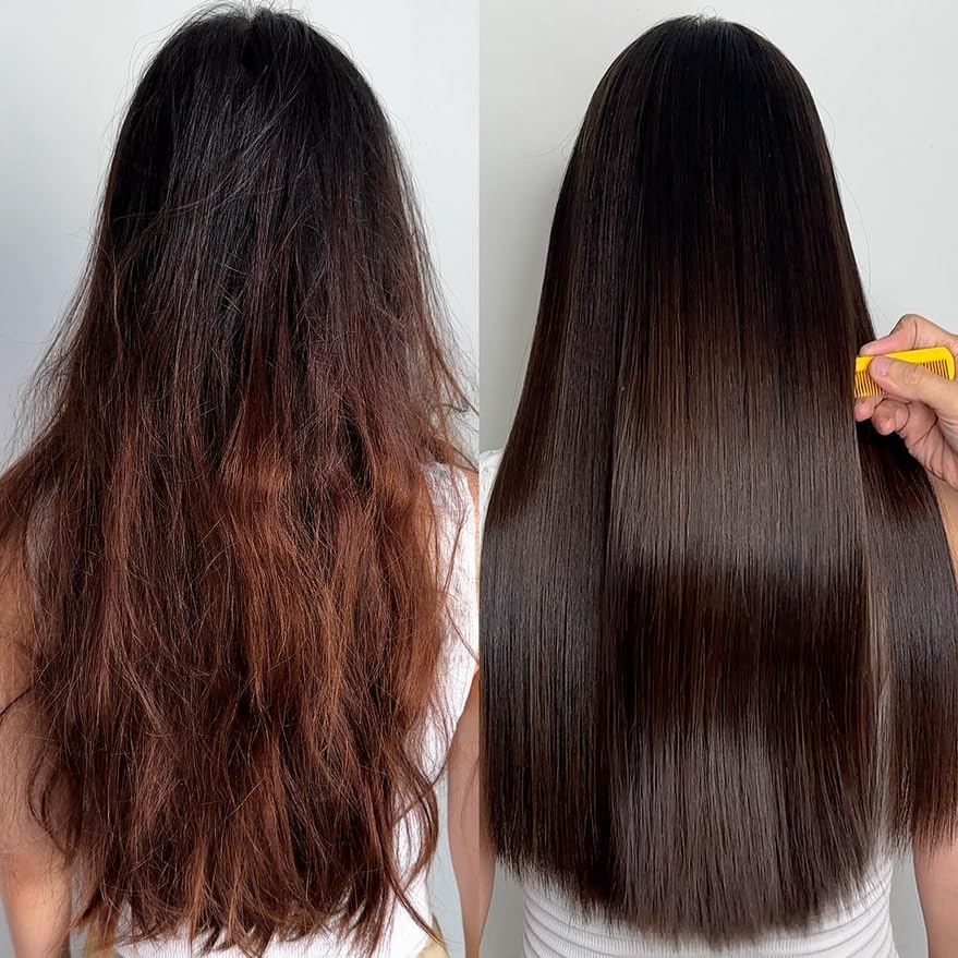 Moroccan Keratin Hair Treatment Straightening Blowout Brazilian Smoothing Professional Results Salon and Home Use , Long Lasting organic results 4-6 months 4pc Set