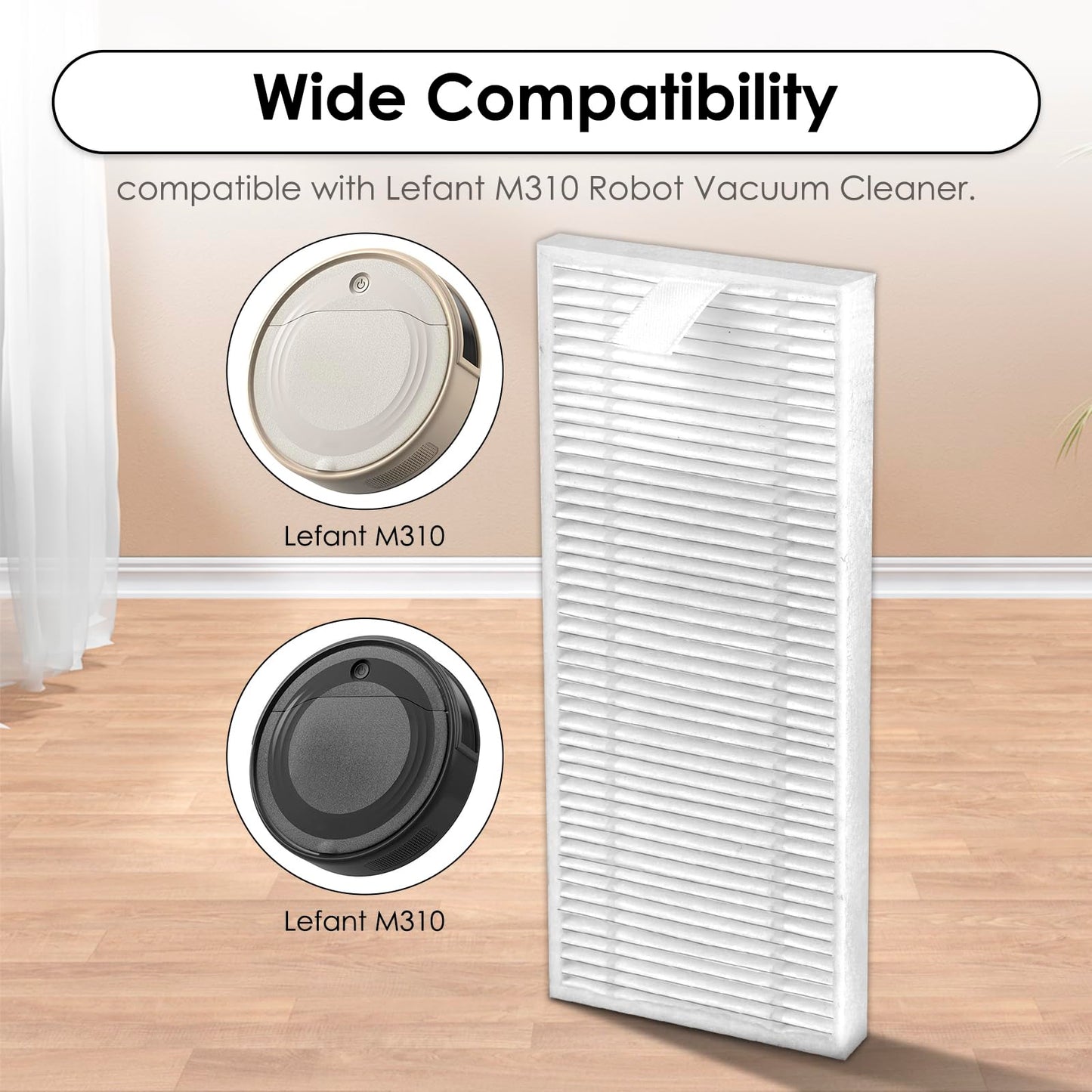 (5 Pack) M310 Replacement HEPA Filters Compatible With Lefant M310 Robot Vacuum Cleaner, Filter Kit, Replacement Parts, Filters Accessories Kit