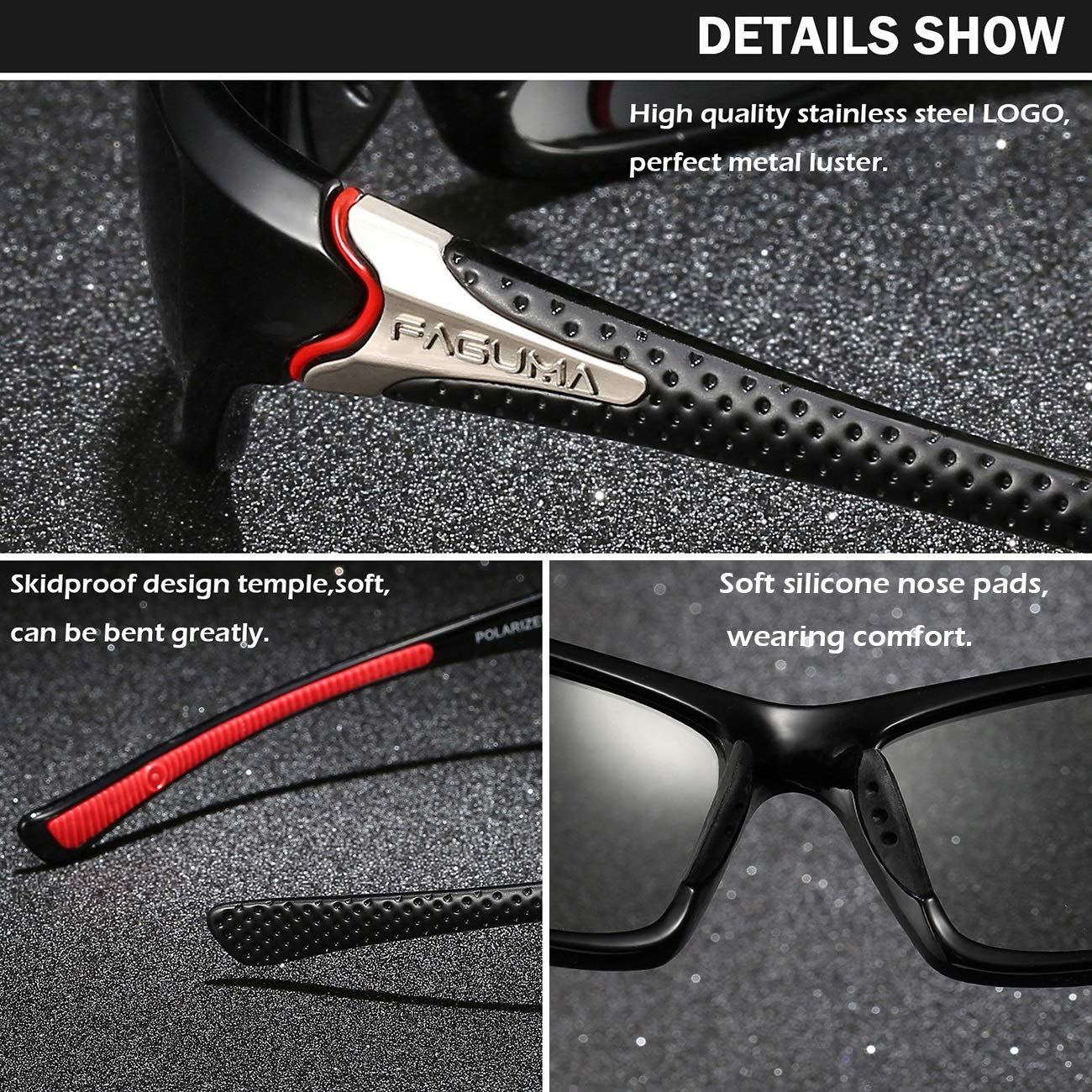 FAGUMA Sports Polarized Sunglasses For Men Cycling Driving Fishing 100% UV Protection