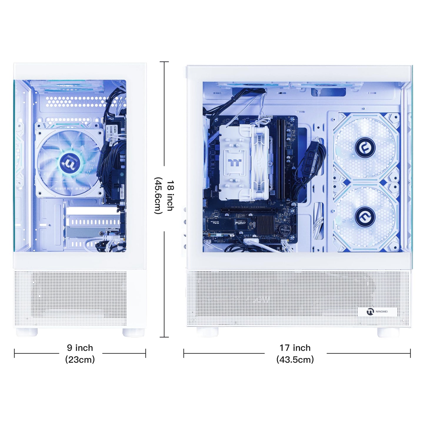 NINGMEI Soul Gaming PC Desktop,AMD Ryzen 5 5600GT 6 core 3.6GHz(up to 4.6GHz),AMD Radeon Vega 7 Graphics,16GB DDR4 RAM 3200MHz,1TB NVME SSD,550W PSU, Windows 11 Home 64-bit,White