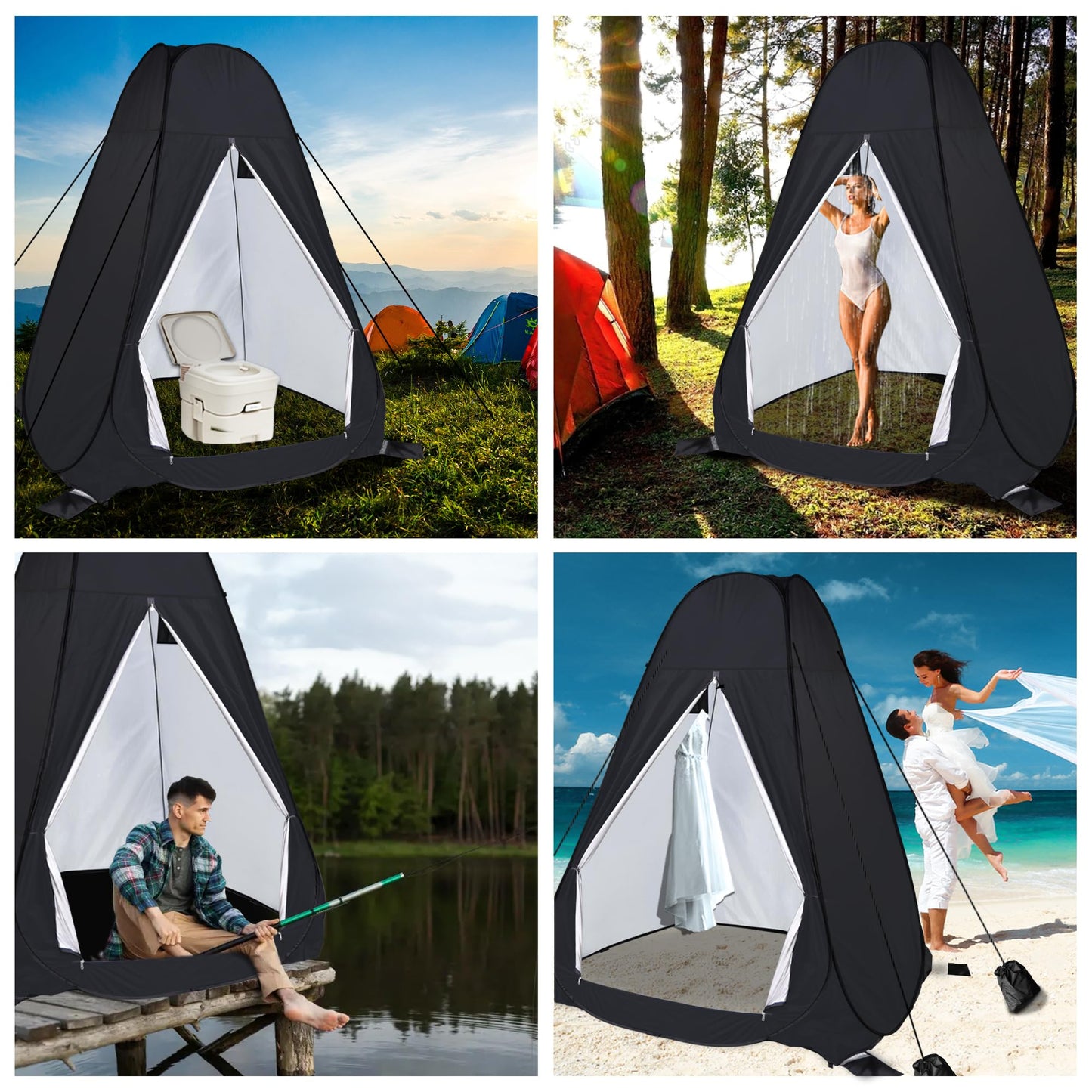 anngrowy Shower Privacy Tent, 7FT Extra Large Pop Up Toilet Tent, Portable Outdoor Bathroom Shower Enclosure, Privacy Shelter for Changing Camping Hiking Beach Dressing, Fishing, UPF50+