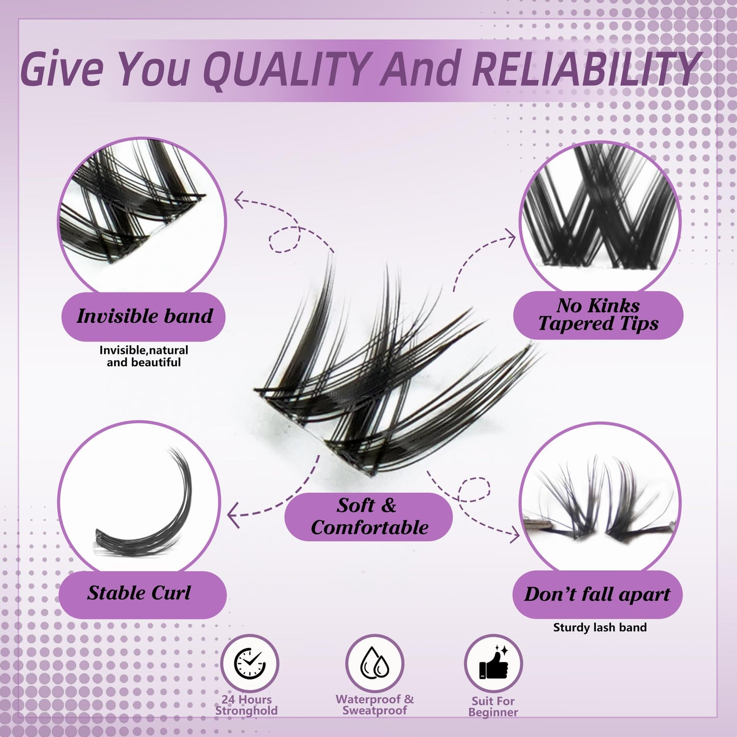 Lash Clusters Kit – LANKIZ Wispy & Fluffy Natural Eyelash Extensions, Invisible Band Individual Lashes Clusters, C+D Curl DIY Lash Extension Kit with Bond & Seal Glue for Beginners (Floral)