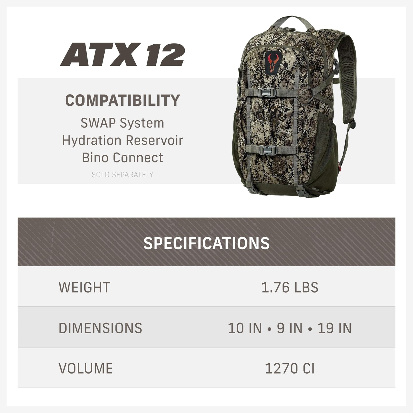 Badlands ATX 12 Hunting Pack - All-Terrain Xtreme Tactical Backpack, Lightweight, Water Resistant, Approach OG