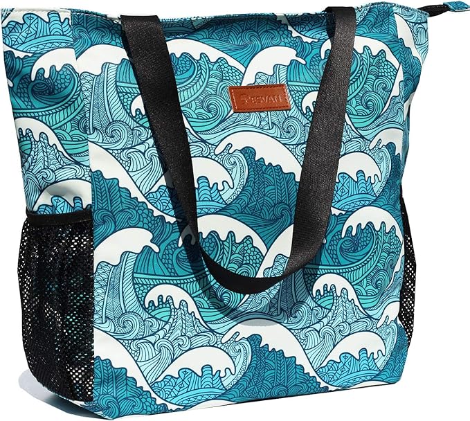 ESVAN Original Floral Water Resistant Large Tote Bag Shoulder Bag for Gym Beach Travel Daily Bags Upgraded