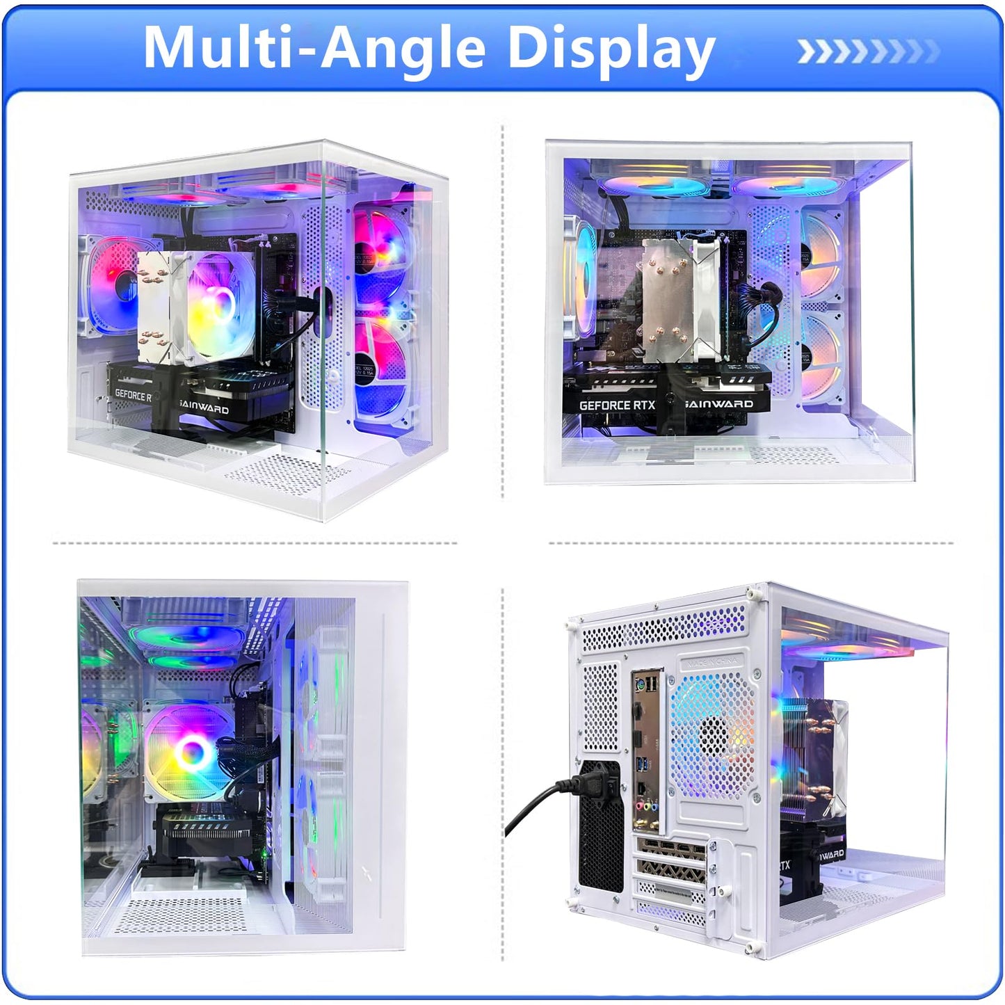 suevery Gaming PC Core I5-12400F(6Cores Up to 4.4G) RTX 3050 6G Nvme SSD 1TB 32GB RAM 650W WiFi 6 Prebuilt Towers Desktop Computer White