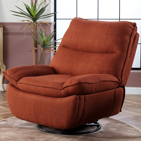 FLEXISPOT Lotus Swivel Recliner Chair for Adults, Oversized 360° Swivel Rocker Recliner, Fabric Glider Rocking Nursery Chair, Side Pocket, 350 Lbs Capacity, Living Room, Bedroom, Nursery, XRC7 Orange